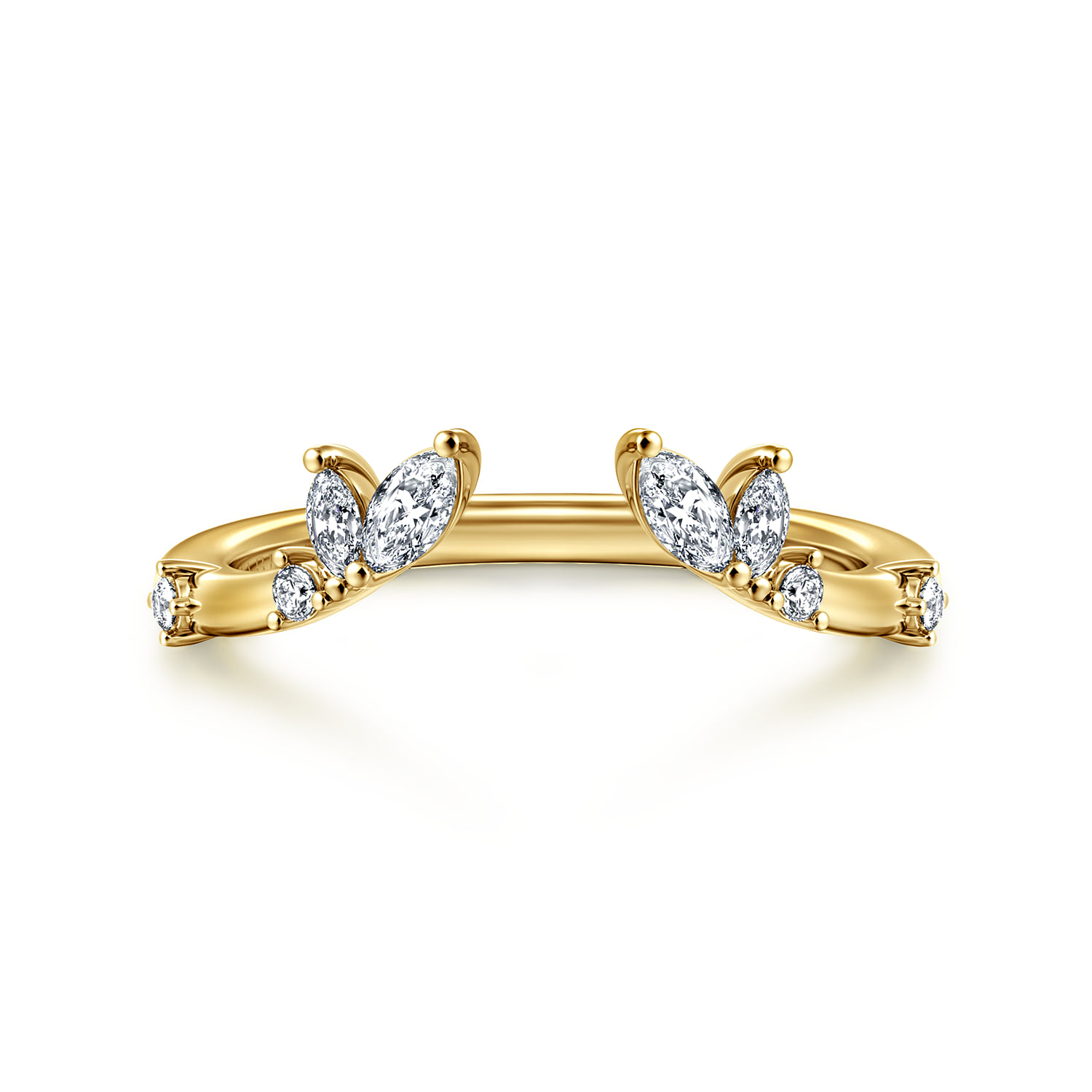 Curved and Open Diamond Anniversary Band in 14K Yellow Gold