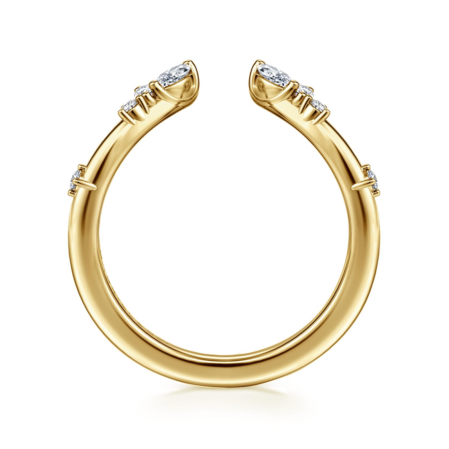 Curved and Open Diamond Anniversary Band in 14K Yellow Gold, photograph 2