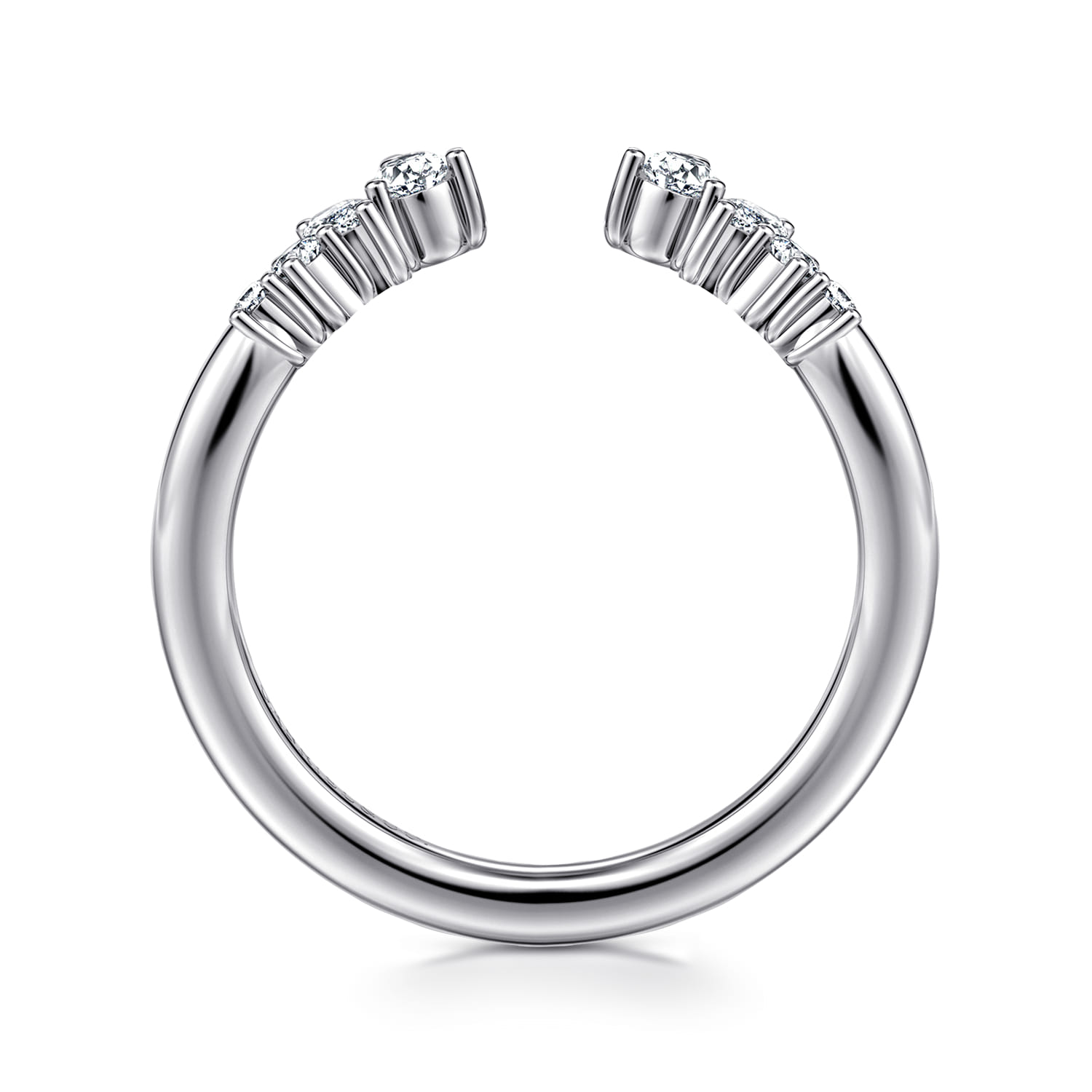 Curved Bursting Diamond Open Anniversary Ring in 14K White Gold, photograph 2