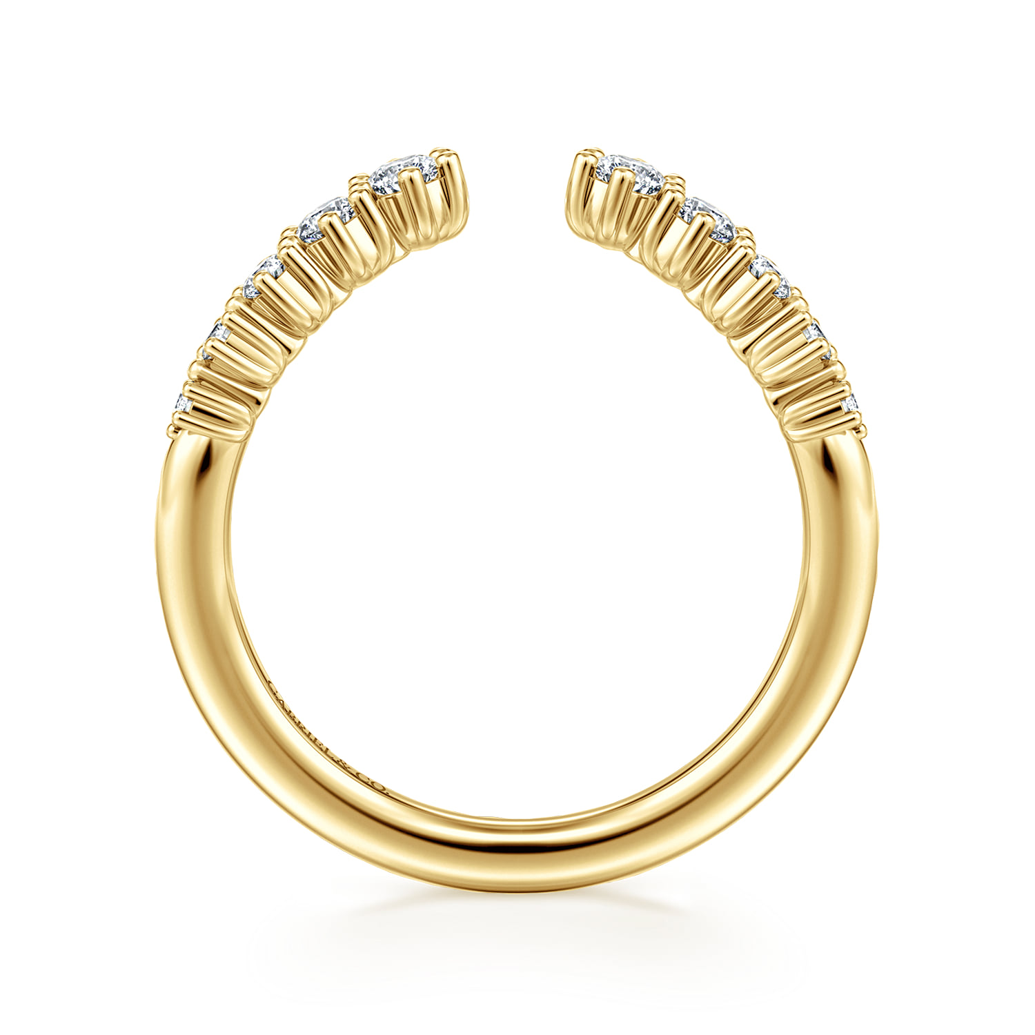 Curved Open Diamond Anniversary Ring in 14K Yellow Gold, photograph 2