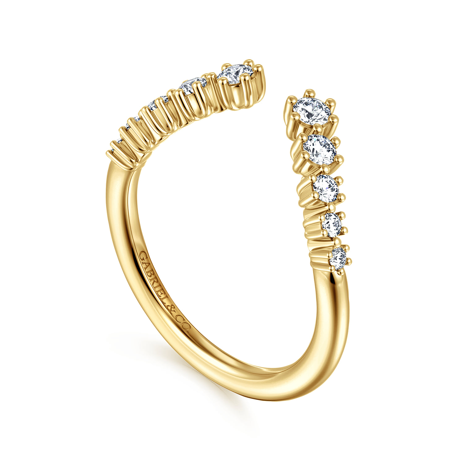 Curved Open Diamond Anniversary Ring in 14K Yellow Gold, photograph 3