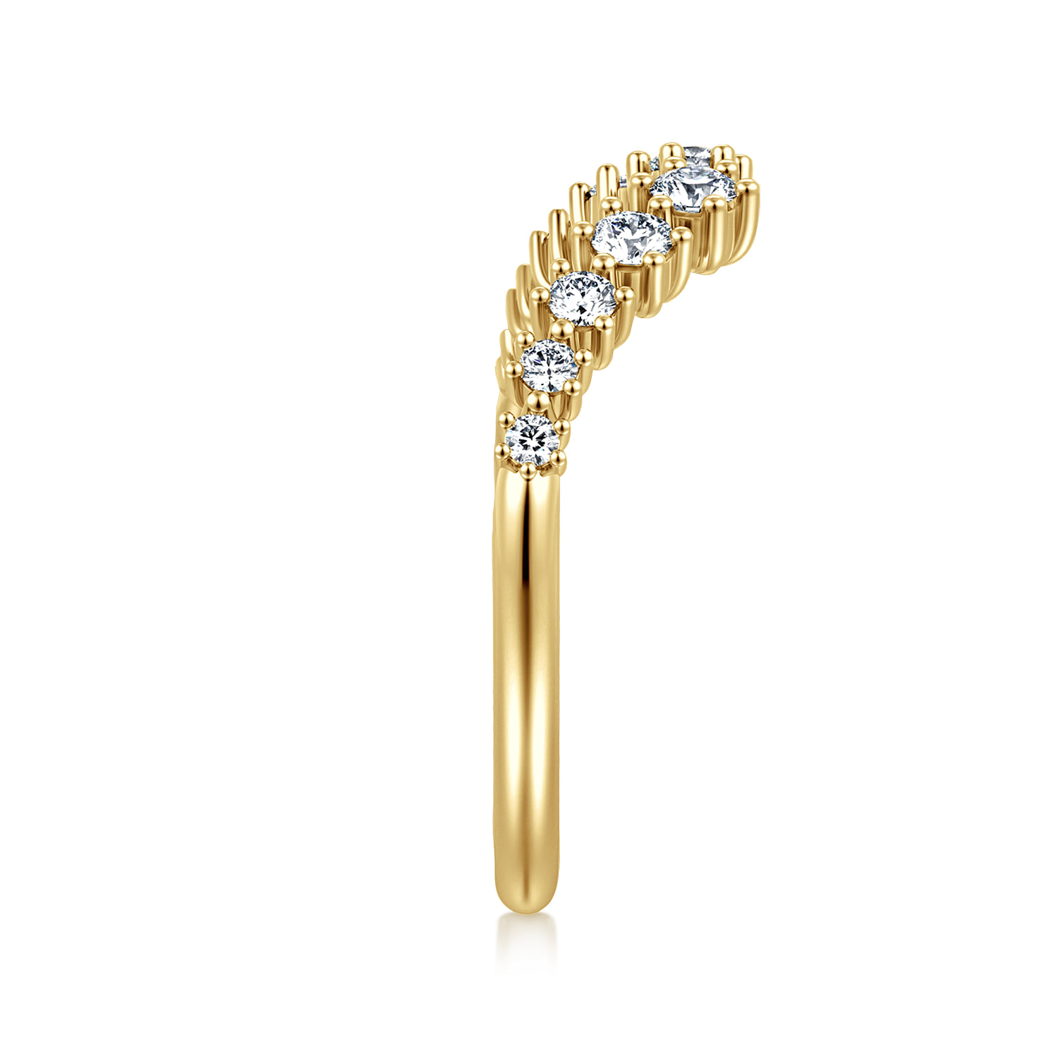 Curved Open Diamond Anniversary Ring in 14K Yellow Gold, photograph 4
