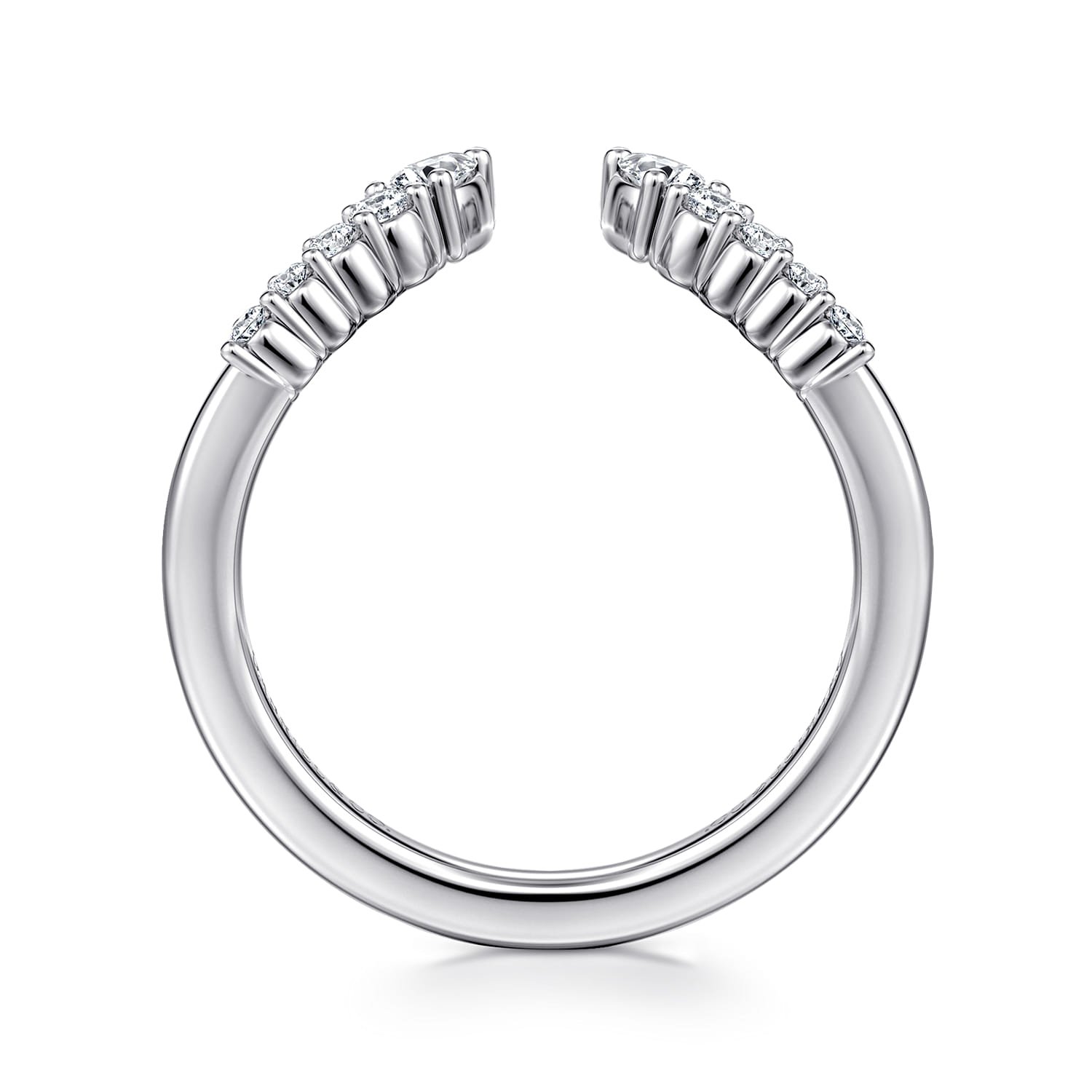 Curved and Diamond Open Anniversary Ring in 14K White Gold, photograph 2