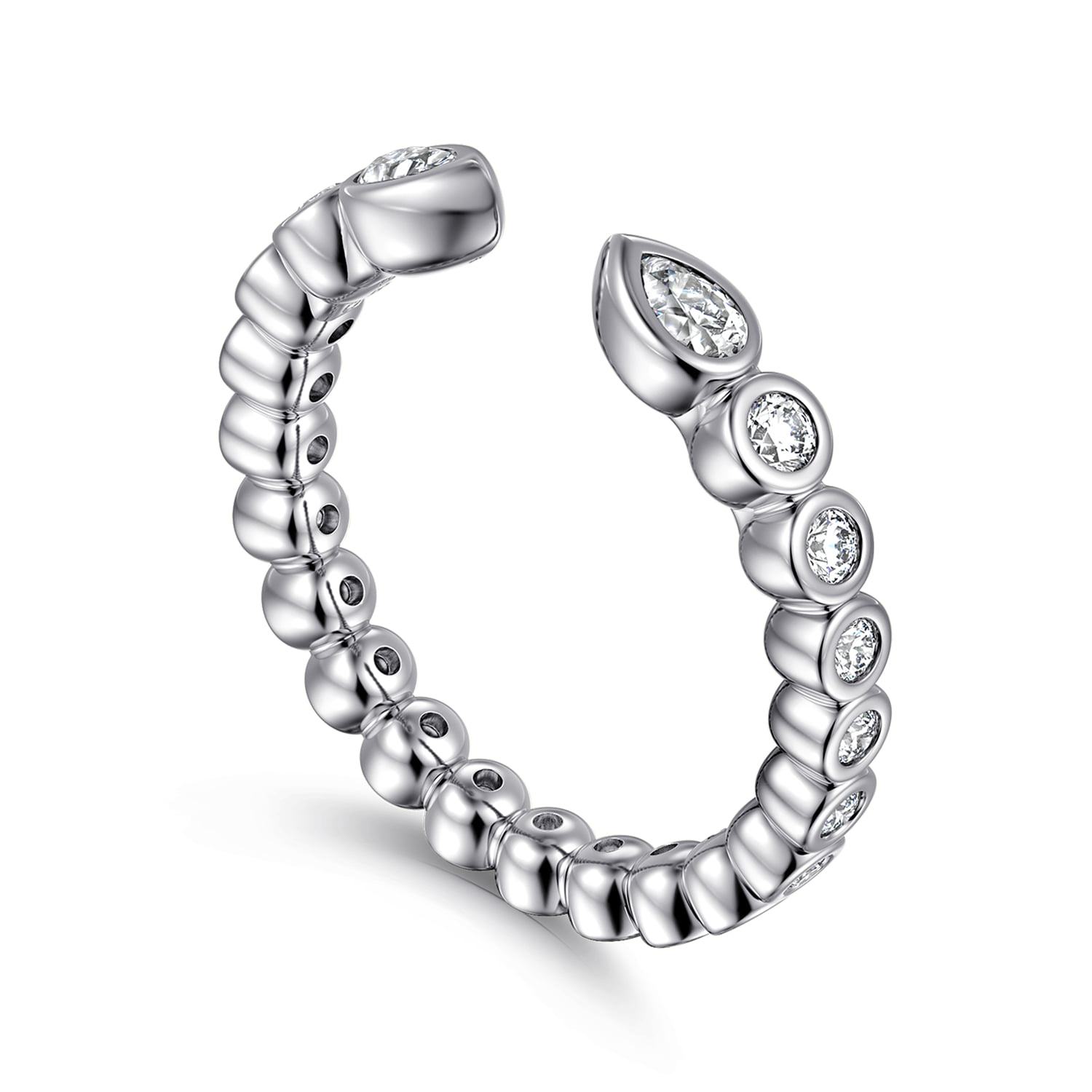 Bezel Set and Open Diamond Eternity Band in 14K White Gold, photograph 3