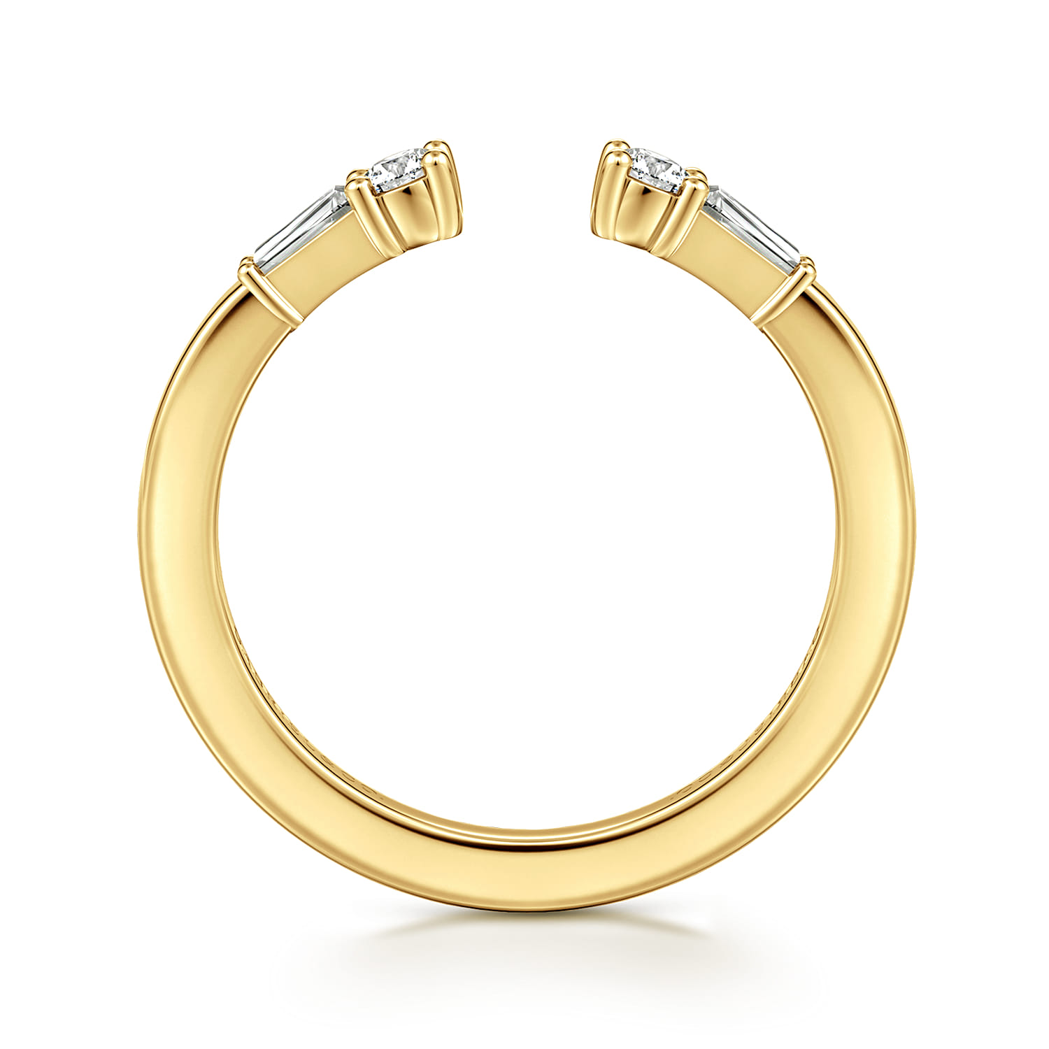 Baguette and Open Diamond Anniversary Band in 14K Yellow Gold, photograph 2