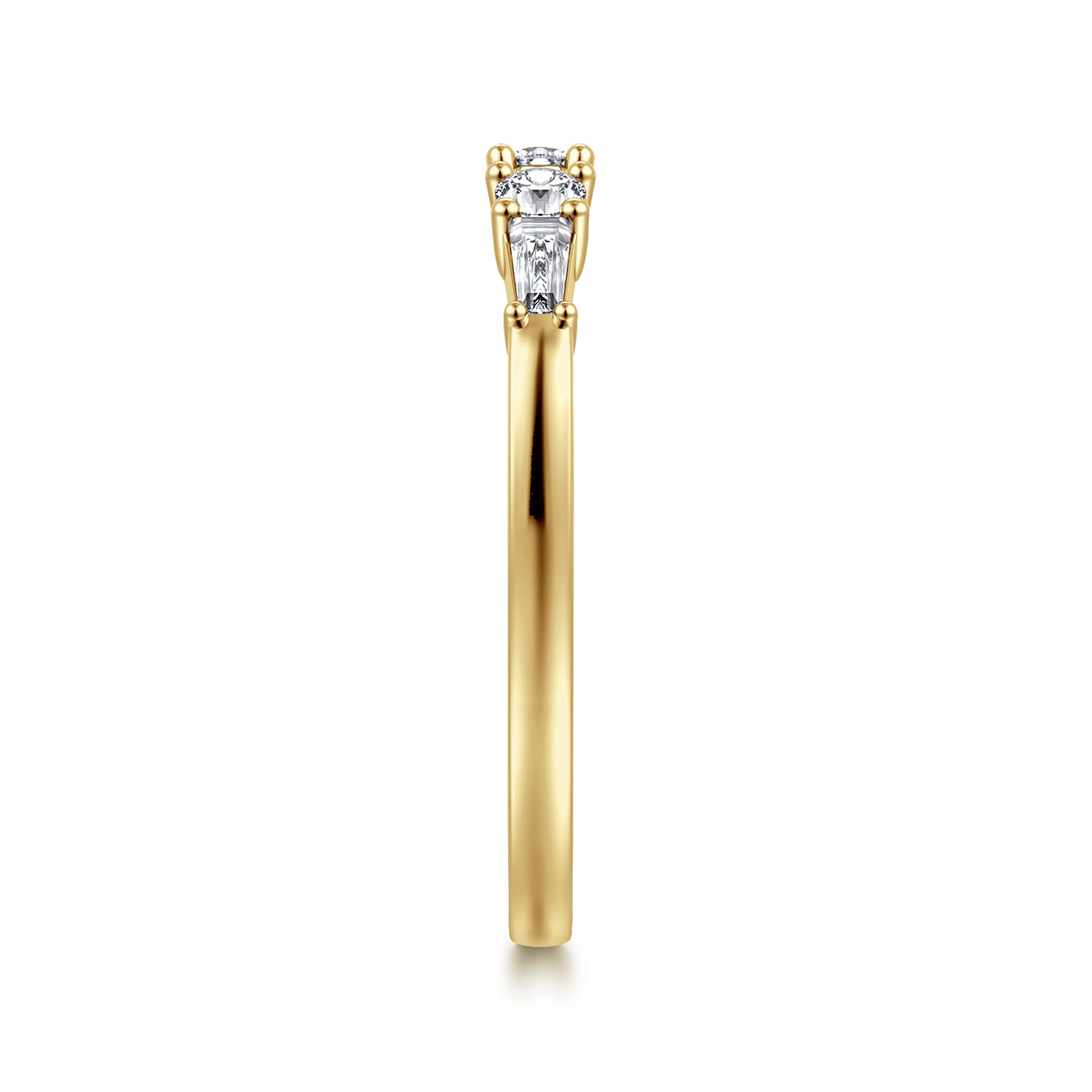 Baguette and Open Diamond Anniversary Band in 14K Yellow Gold, photograph 4