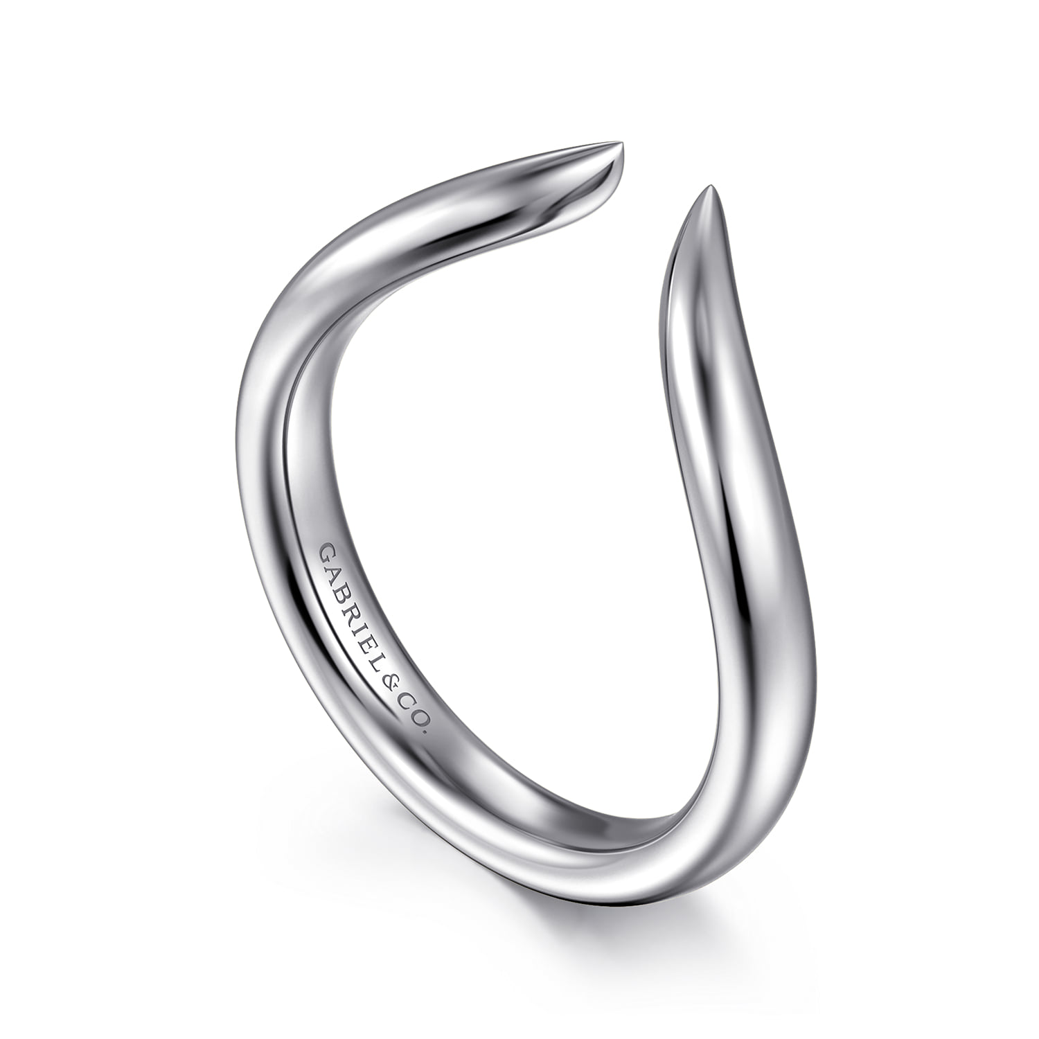 Curved Open Anniversary Band in 14K White Gold, photograph 3