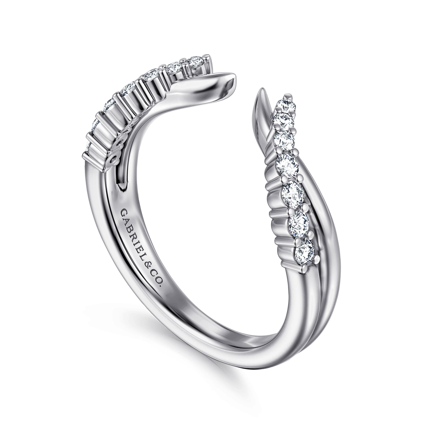 Curved Diamond Open Anniversary Band in 14K White Gold, photograph 3