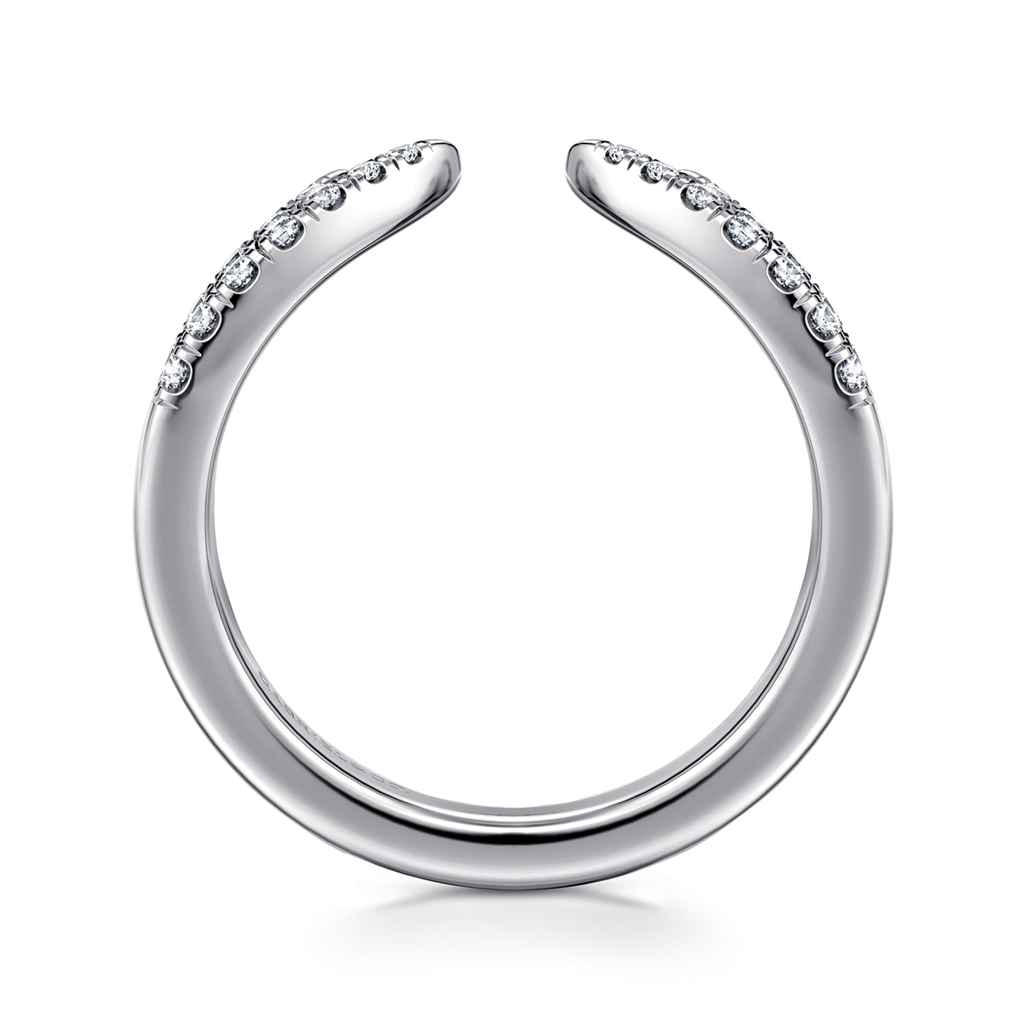 Curved U Setting Diamond Open Anniversary Band in 14K White Gold, photograph 2