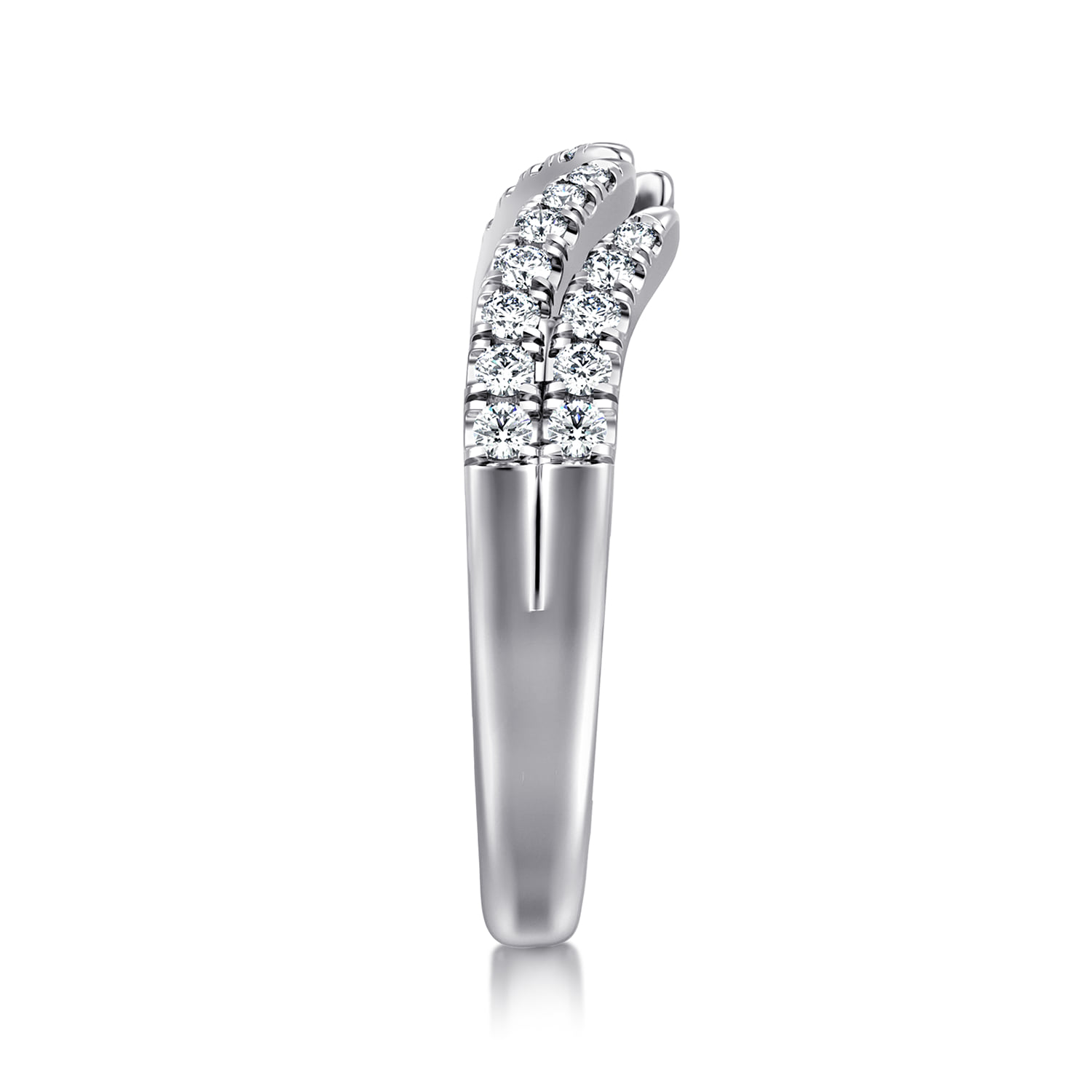 Curved U Setting Diamond Open Anniversary Band in 14K White Gold, photograph 4