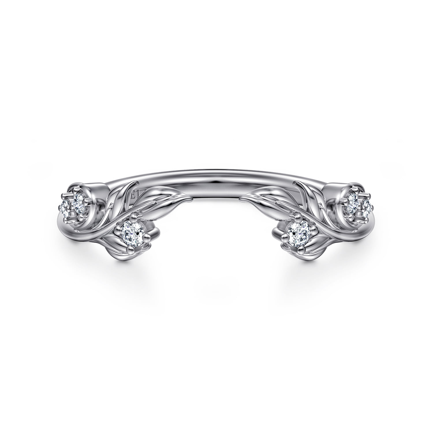 Floral Prong Setting Diamond Open Anniversary Band