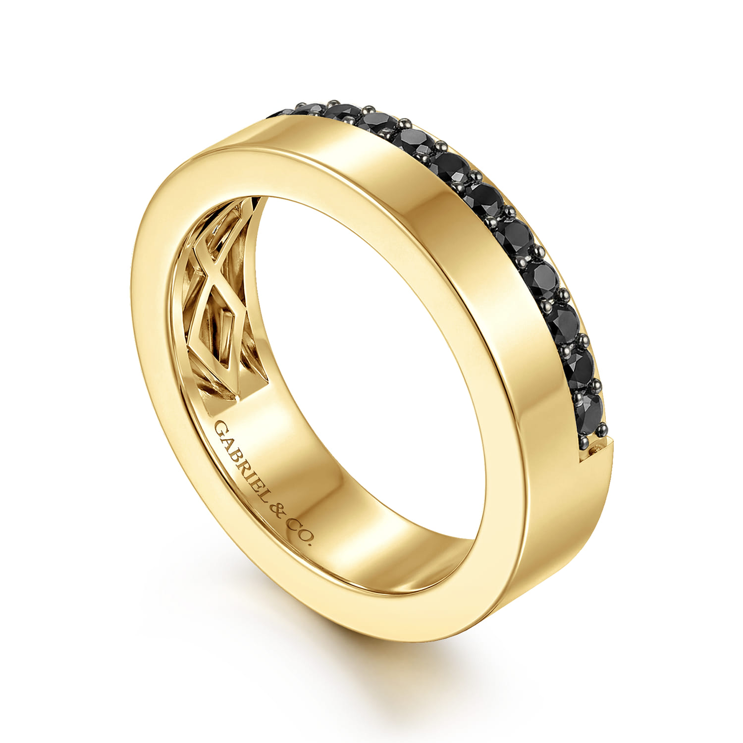 5mm Black Diamond Anniversary Cigar Band in 14K Yellow Gold, photograph 3