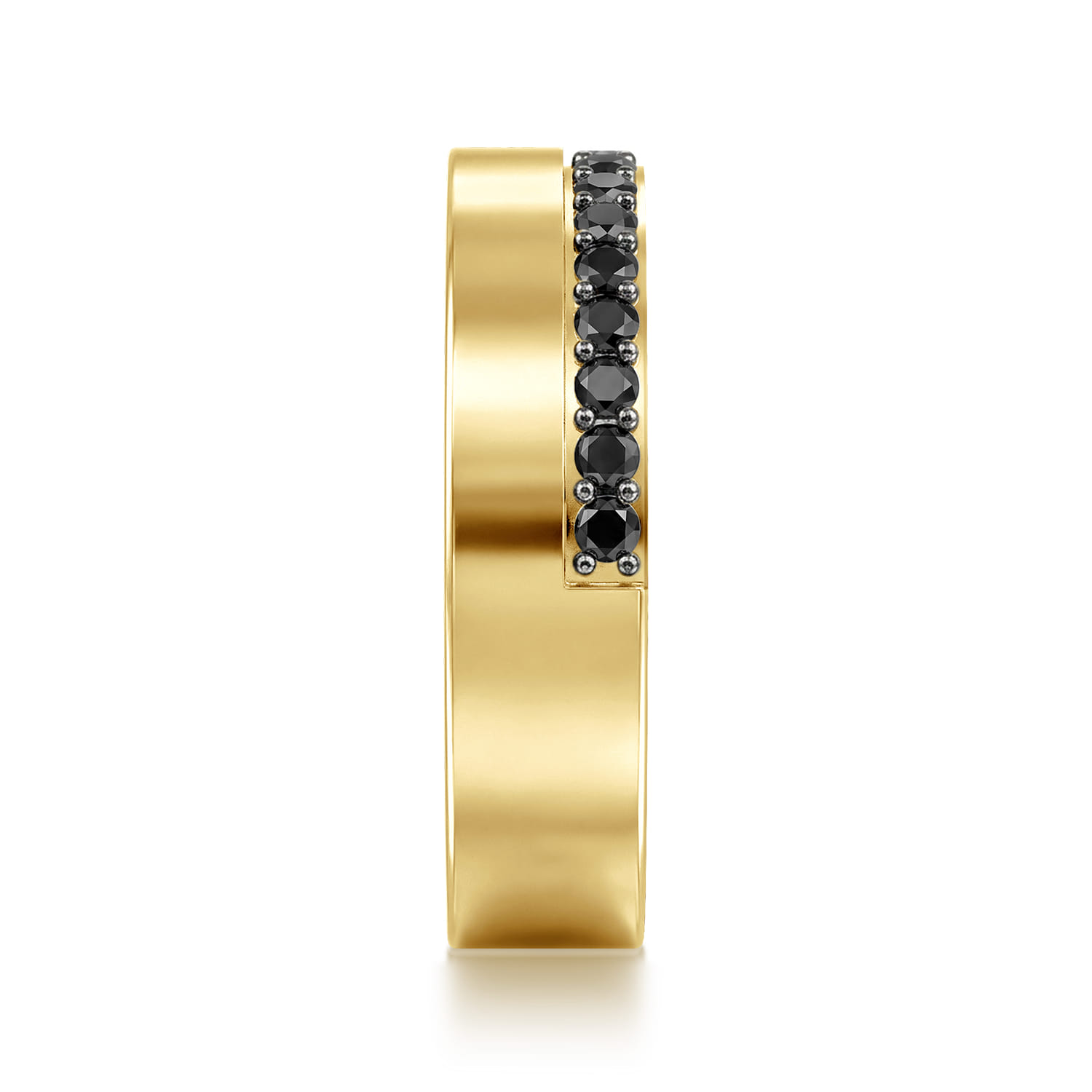 5mm Black Diamond Anniversary Cigar Band in 14K Yellow Gold, photograph 4