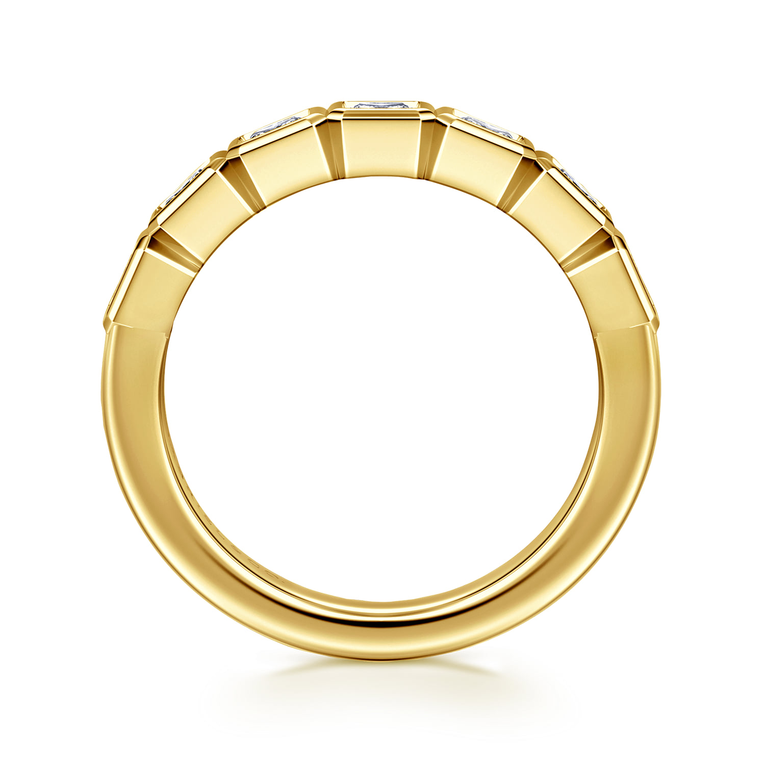 7 Stone Bezel Diamond Anniversary Band in 14K Yellow Gold, photograph 2
