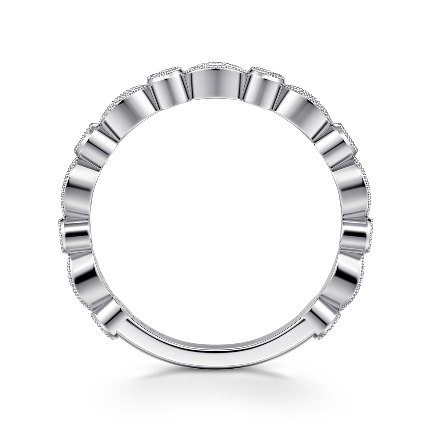 Vintage Inspired and Station Diamond Anniversary Band in 14K White Gold, photograph 2