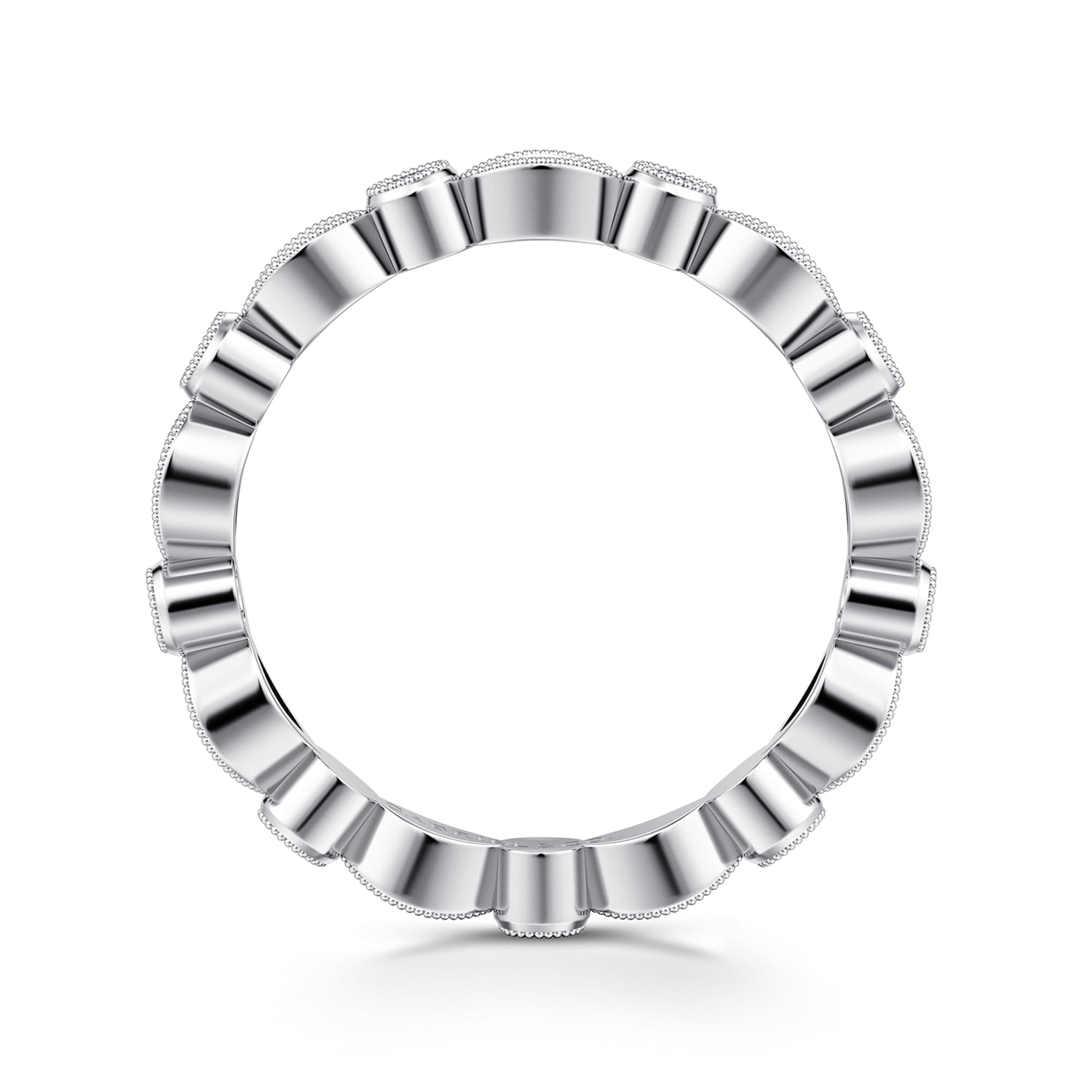 Vintage Inspired and Station Diamond Eternity Band in 14K White Gold, photograph 2