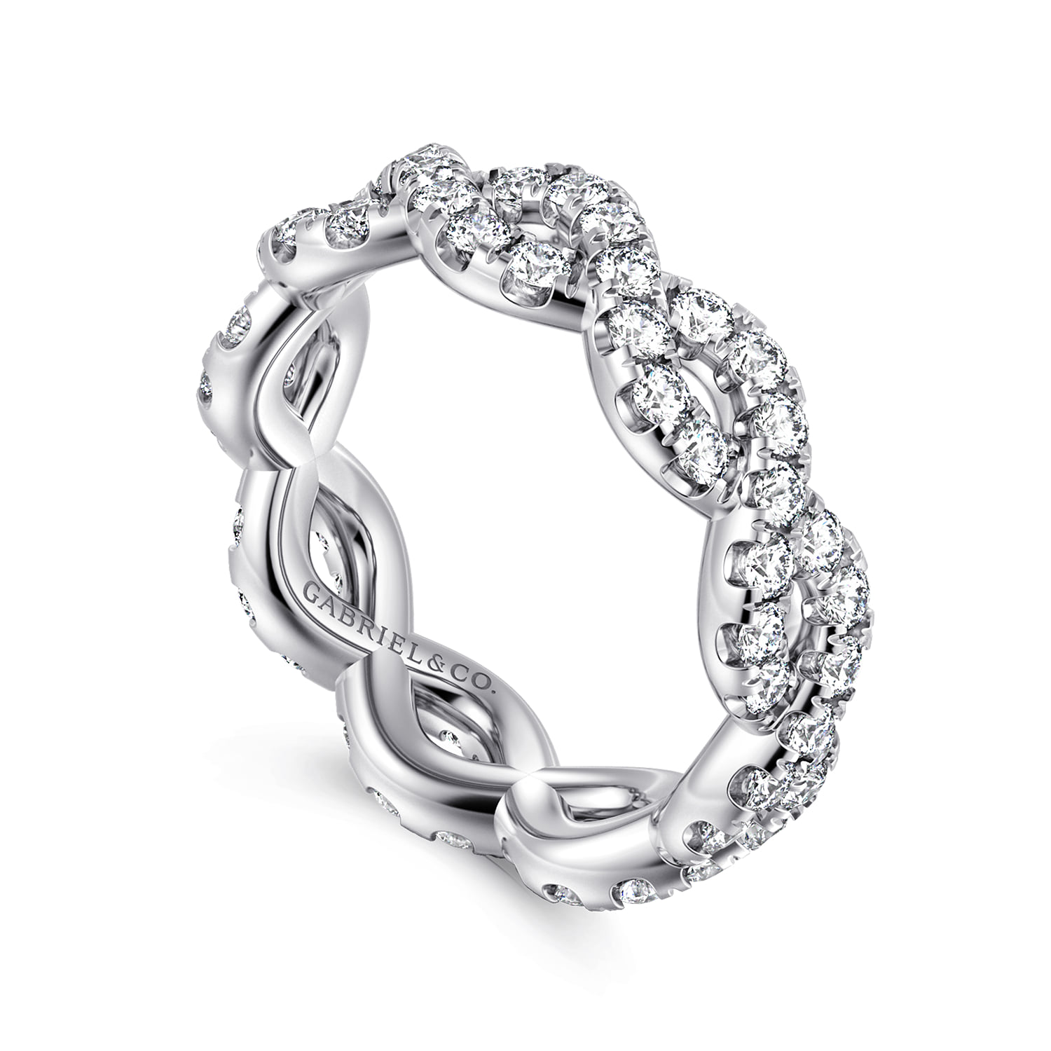 Twisted Diamond Anniversary Band in 14K White Gold, photograph 3