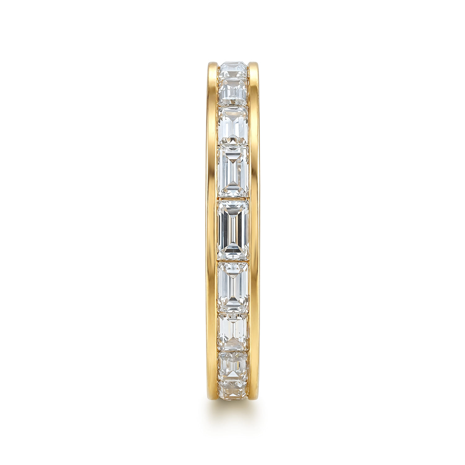 Channel Set Baguette Diamond Eternity Band in 14K Yellow Gold, photograph 4