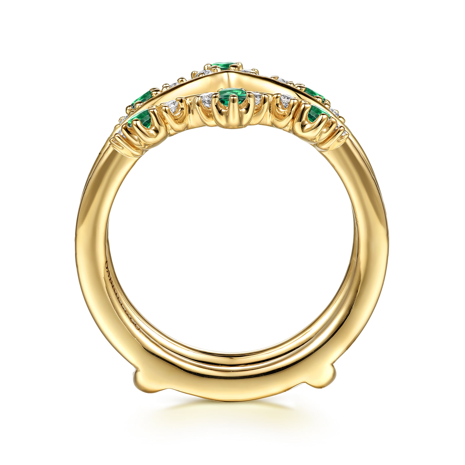 Prong Set Emerald and Diamond Ring Enhancer in 14K Yellow Gold, photograph 2