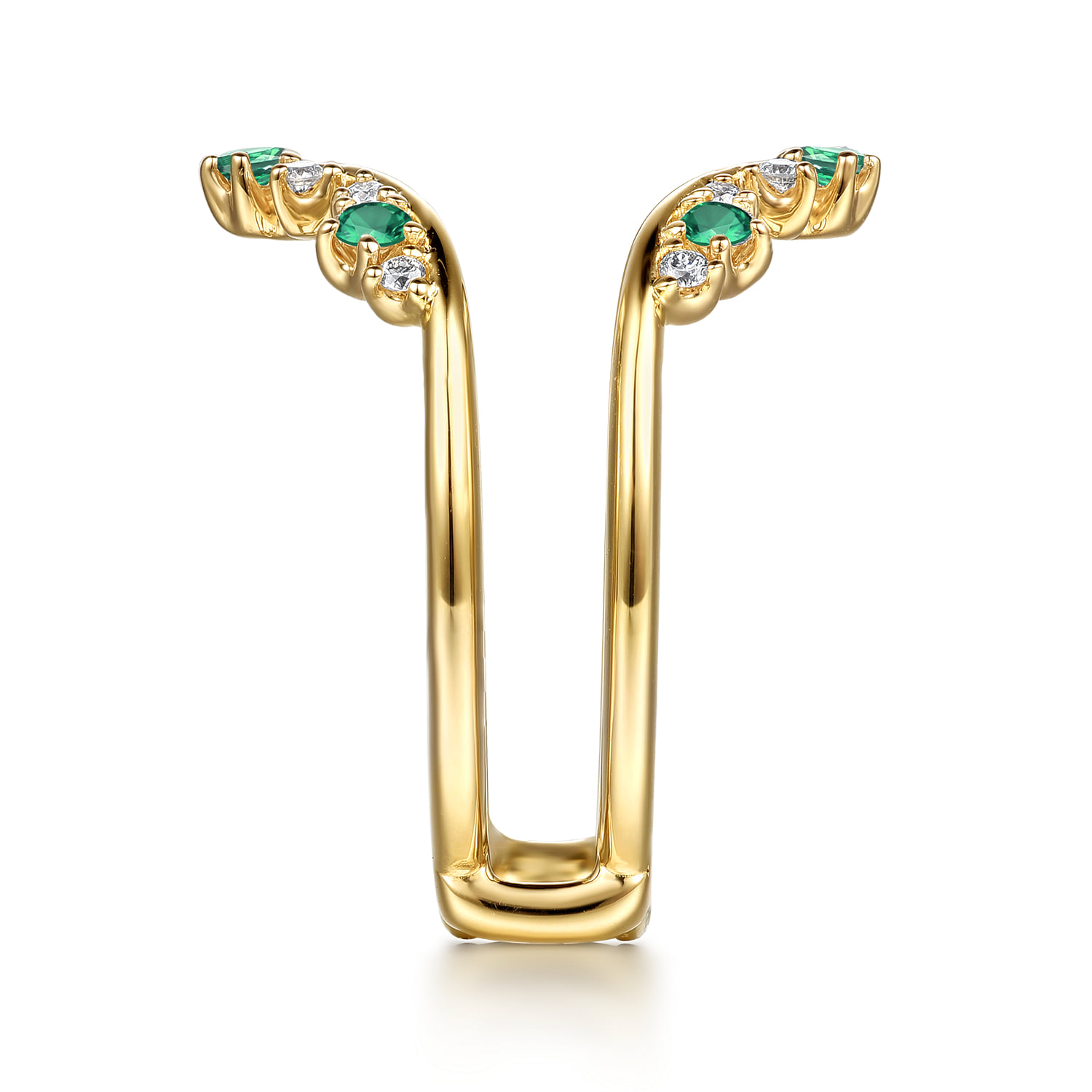 Prong Set Emerald and Diamond Ring Enhancer in 14K Yellow Gold, photograph 4