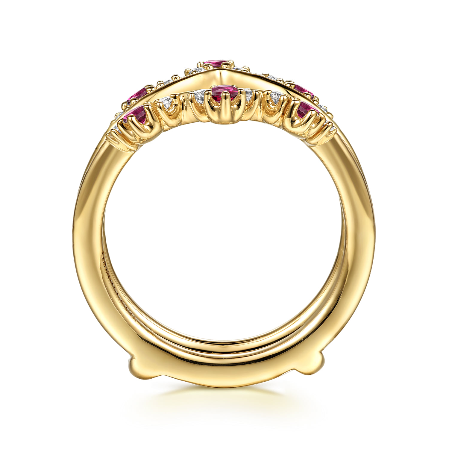Prong Set Ruby and Diamond Ring Enhancer in 14K Yellow Gold, photograph 2