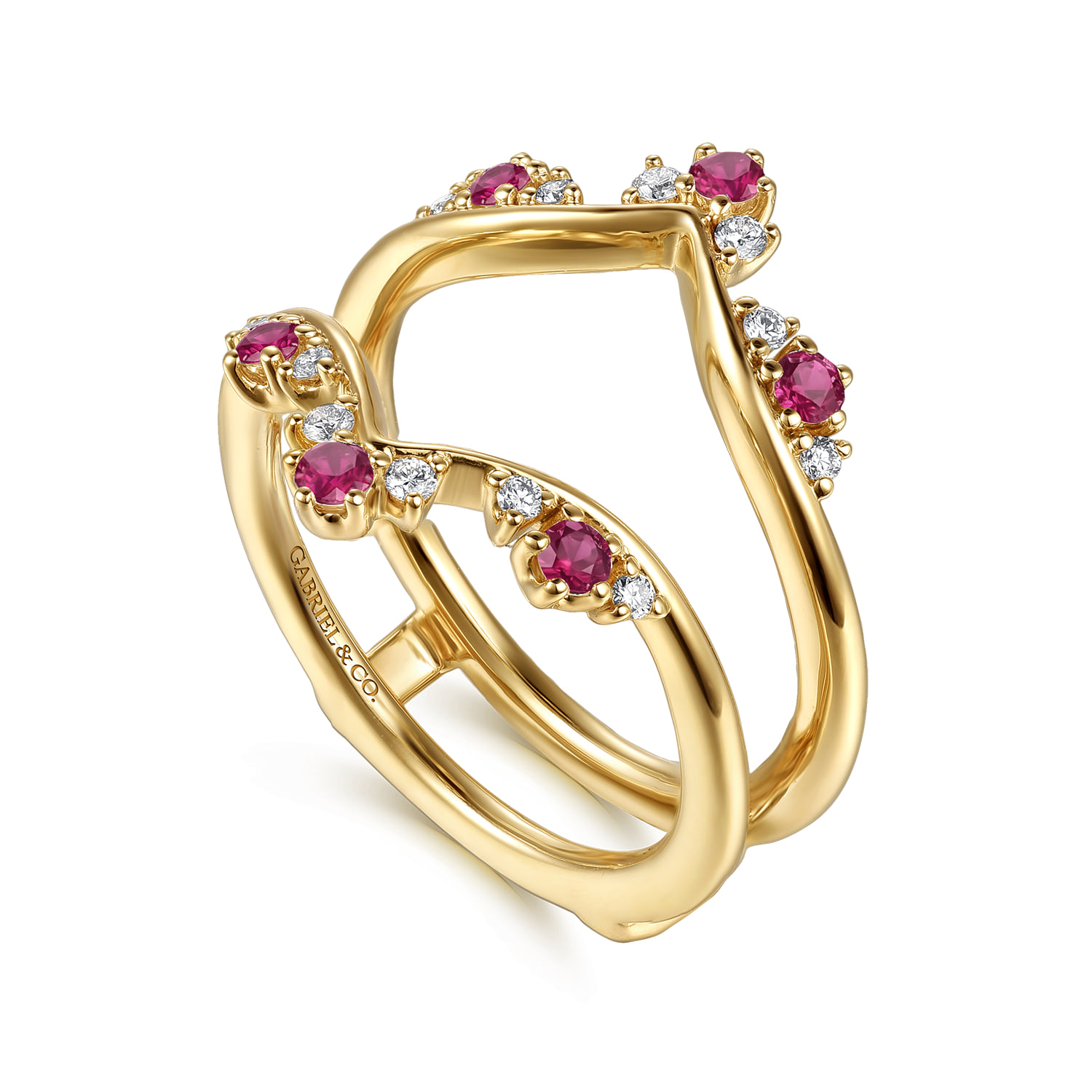 Prong Set Ruby and Diamond Ring Enhancer in 14K Yellow Gold, photograph 3