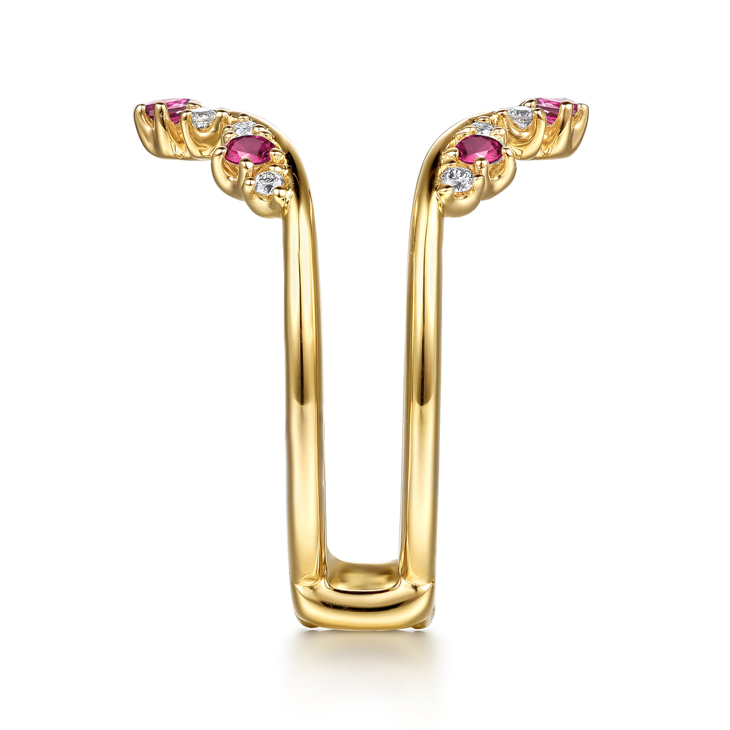 Prong Set Ruby and Diamond Ring Enhancer in 14K Yellow Gold, photograph 4