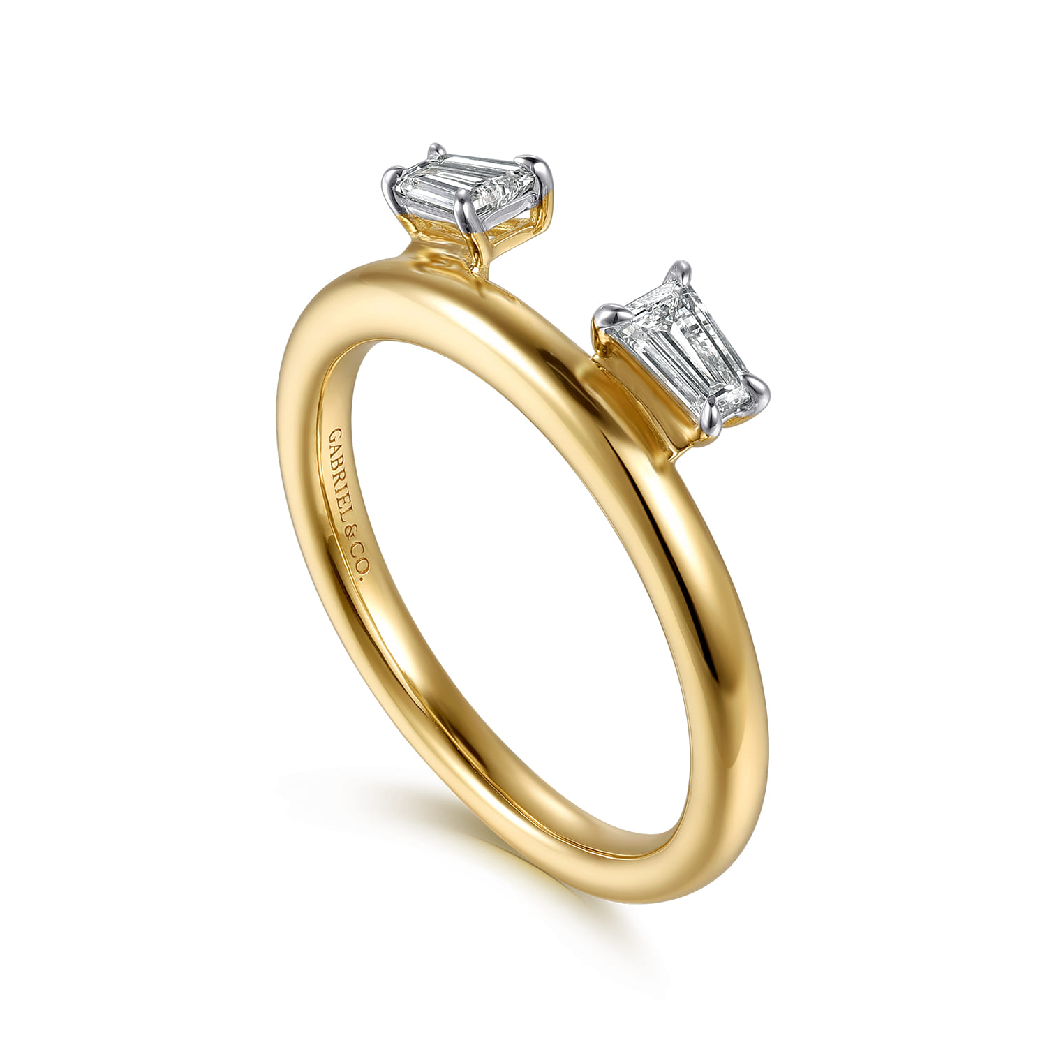 Prong Setting Baguette Tapered Diamond Enhancer in 14K Yellow Gold, photograph 3