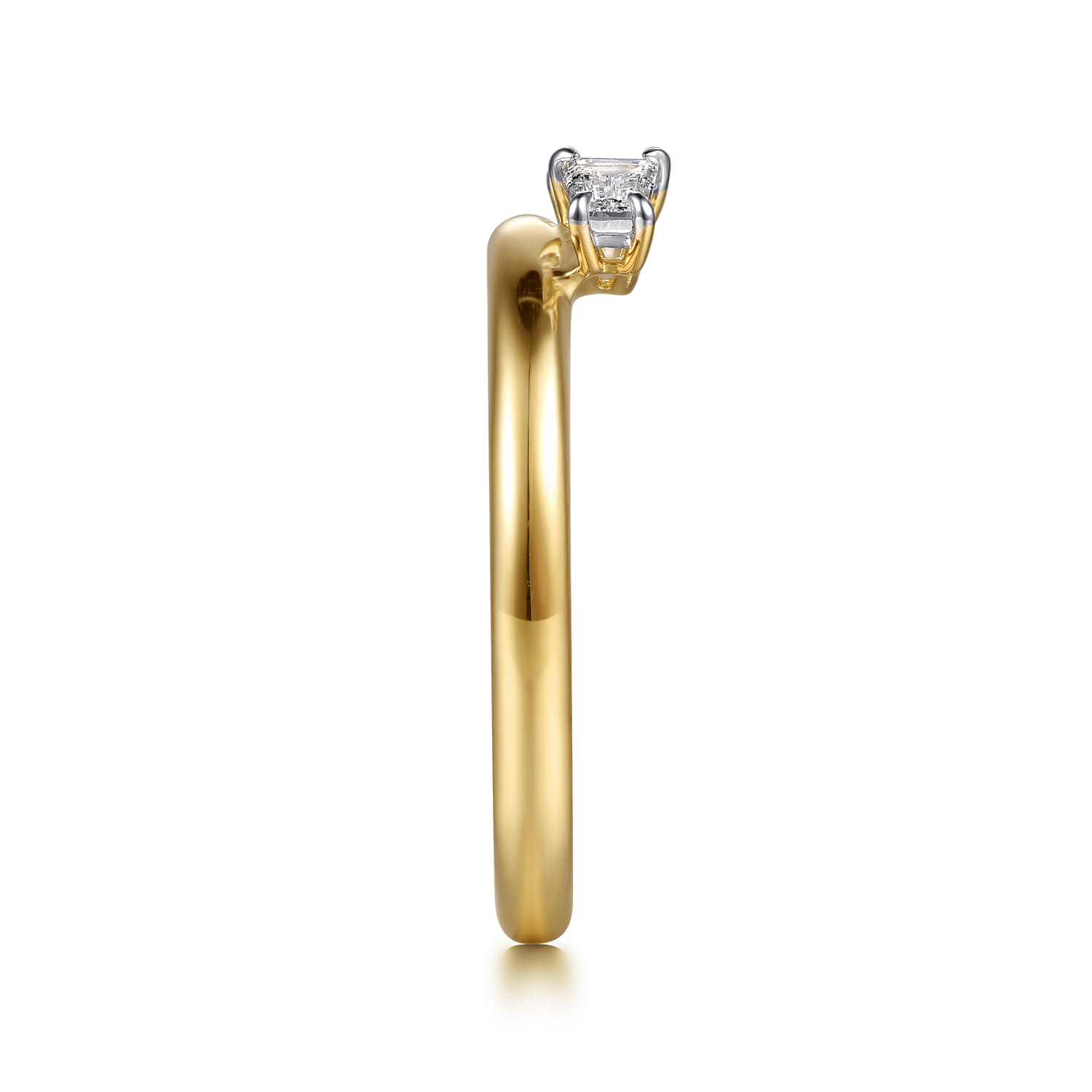 Prong Setting Baguette Tapered Diamond Enhancer in 14K Yellow Gold, photograph 4