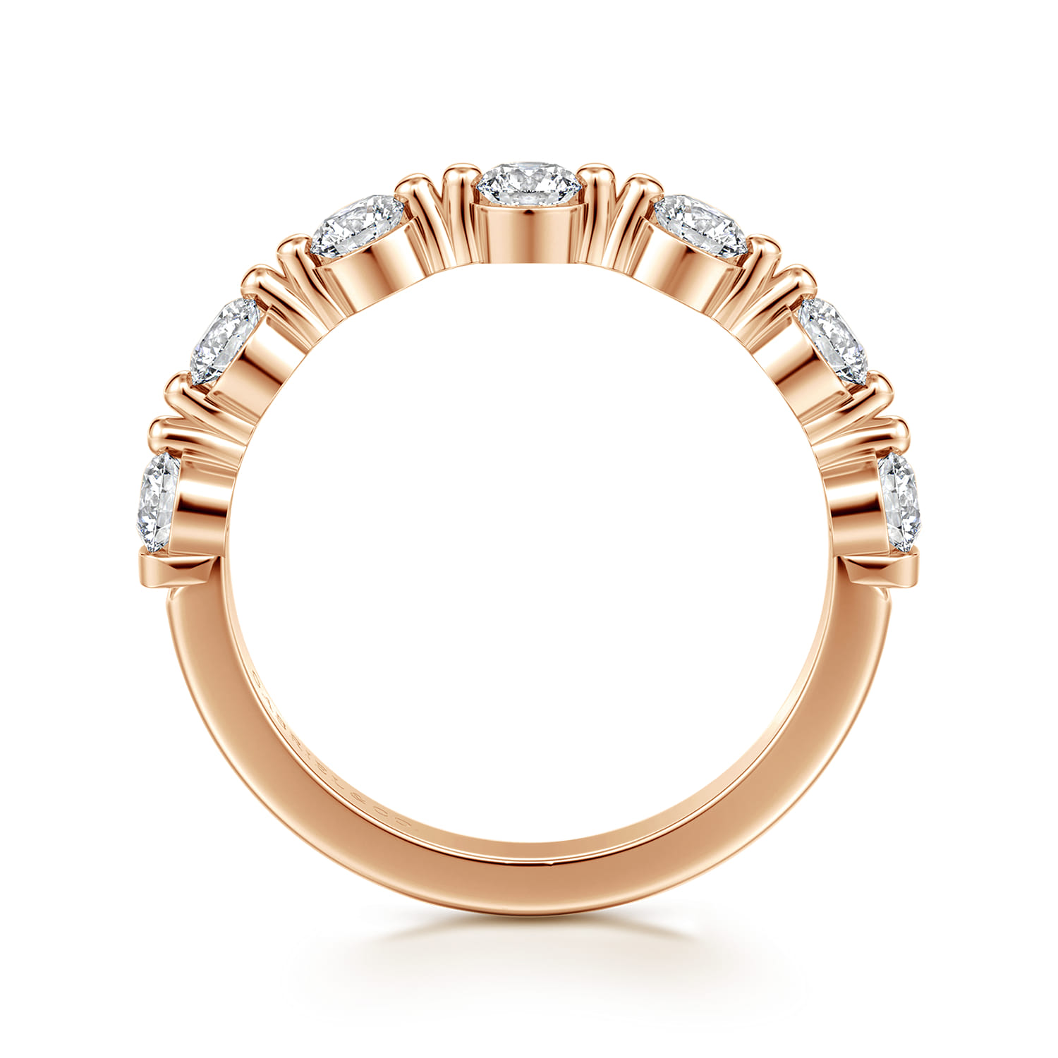 Double Prong Diamond Anniversary Band in 14K Rose Gold, photograph 2