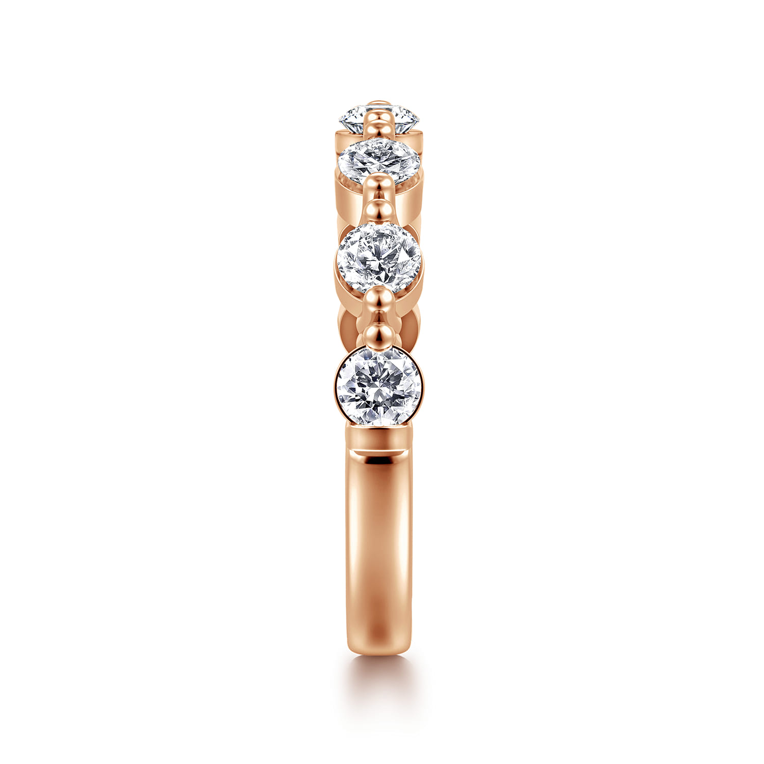 Double Prong Diamond Anniversary Band in 14K Rose Gold, photograph 4