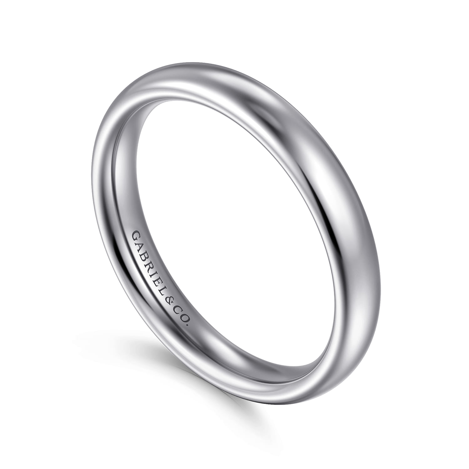 3MM Plain Wedding Band in 14K White Gold, photograph 3
