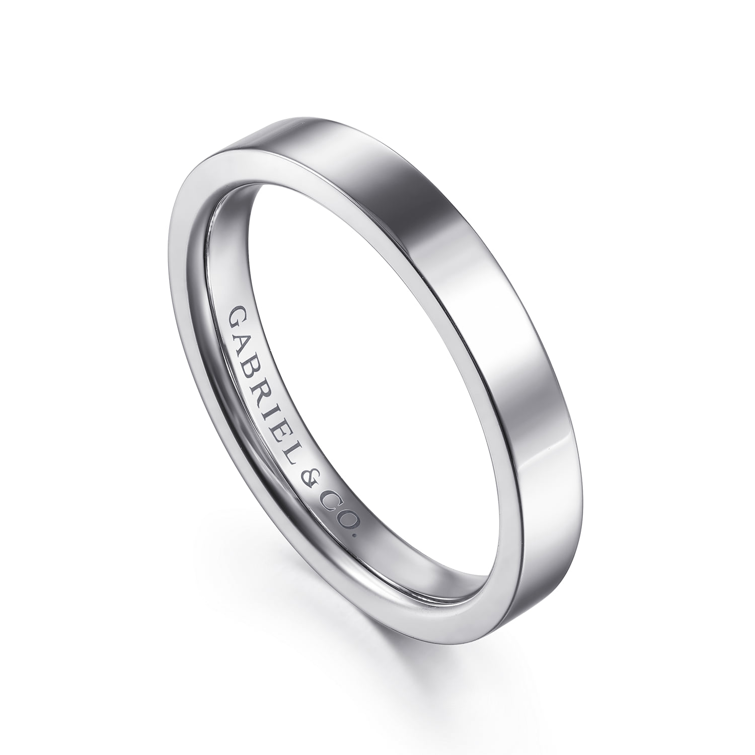 3mm High Polished Cigar Band in 14K White Gold, photograph 3