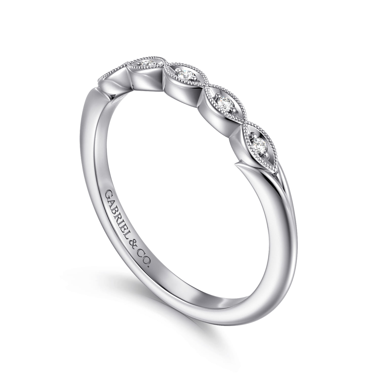 Pave Diamond Anniversary Band in 14K White Gold, photograph 3