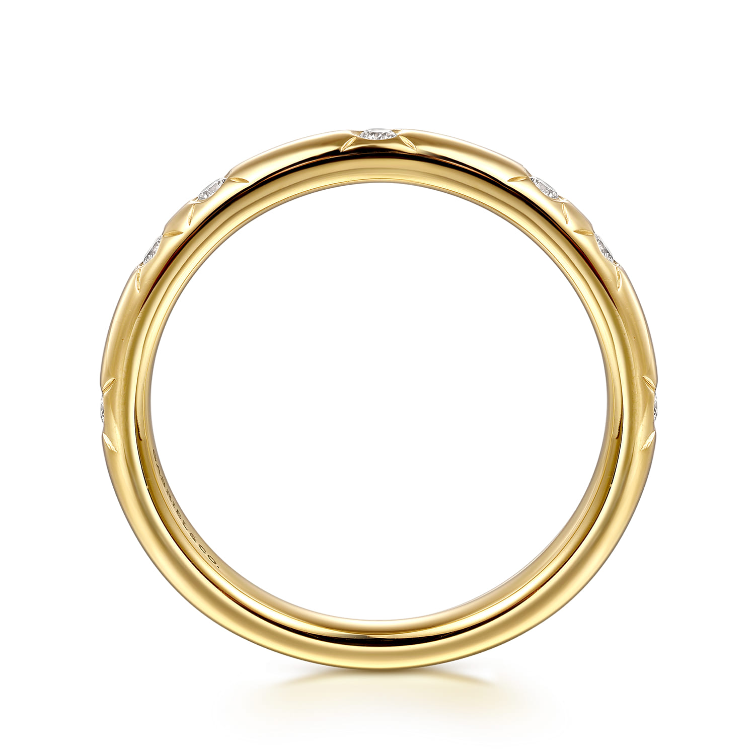 Flush Setting Diamond Anniversary Band in 14K Yellow Gold, photograph 2