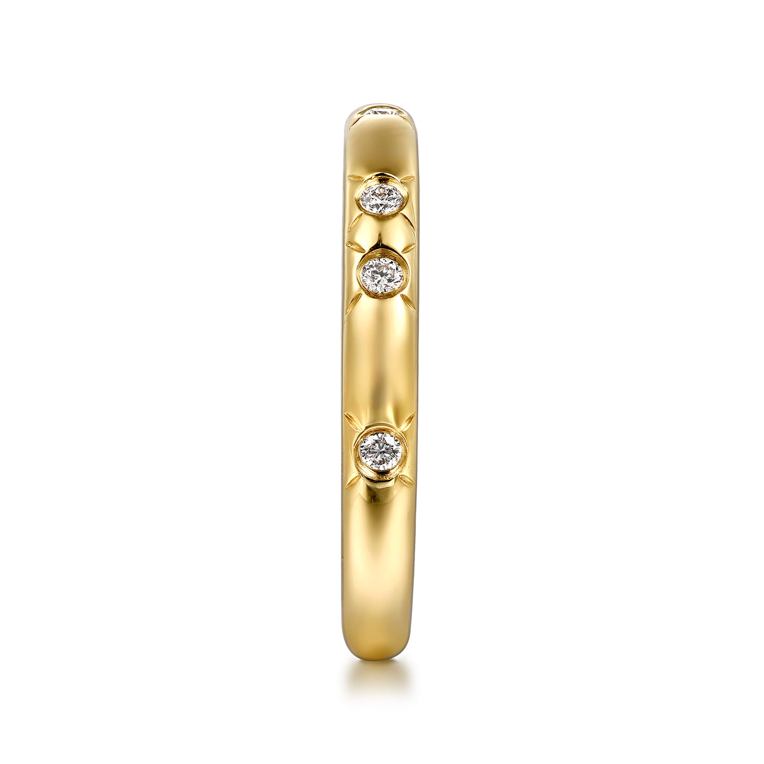 Flush Setting Diamond Anniversary Band in 14K Yellow Gold, photograph 4