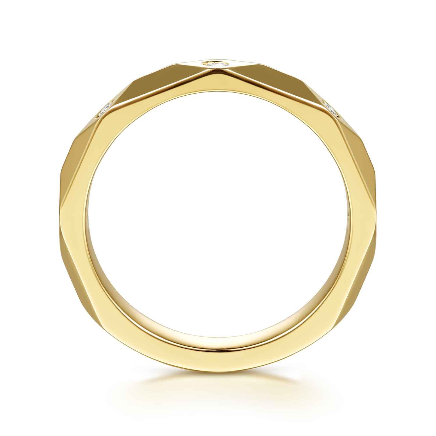 Flush Setting Diamond Anniversary Band in 14K Yellow Gold, photograph 2