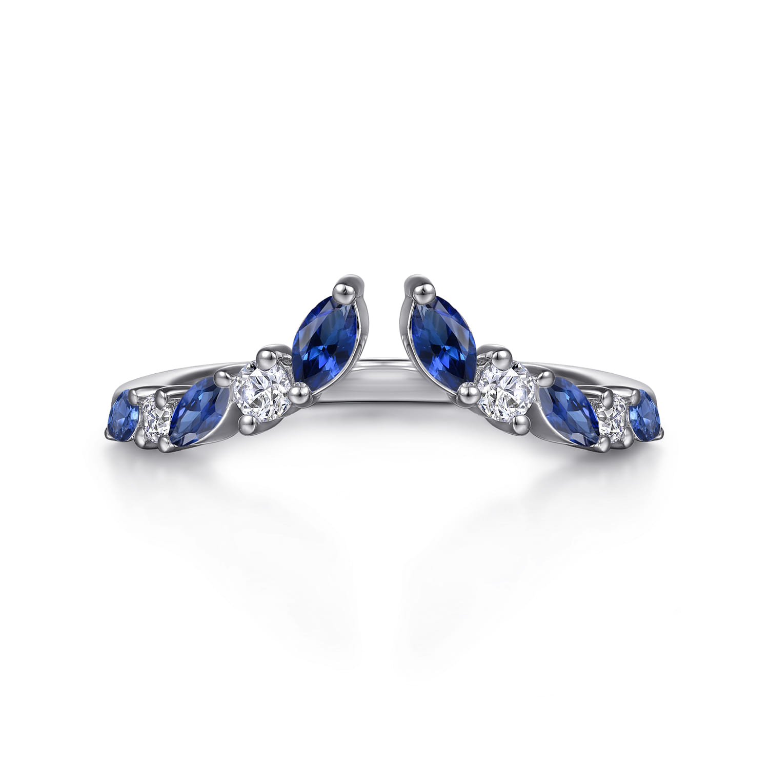 Prong Set and Open Diamond Anniversary Band in 14K White Gold