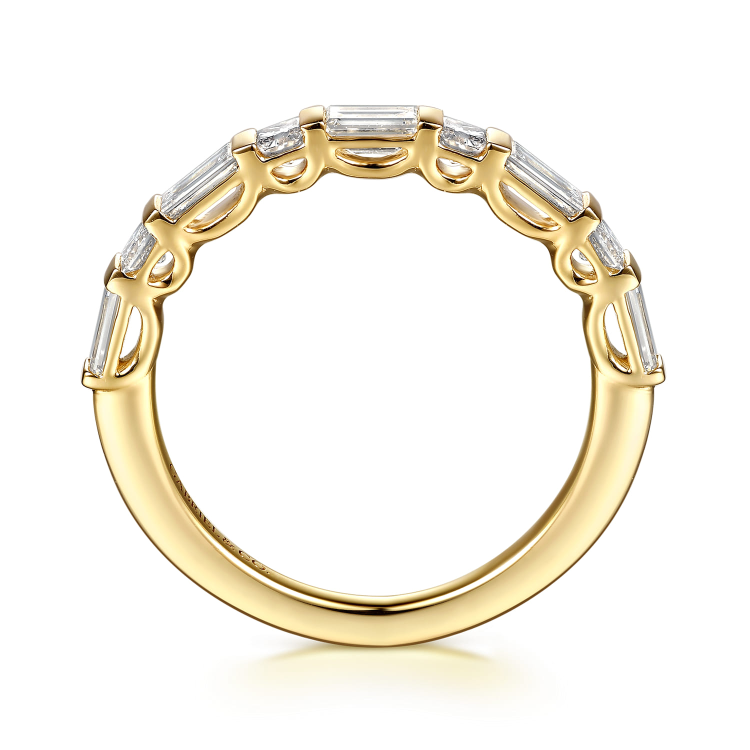 Prong Setting and Channel Setting Diamond Wedding Band in 14K Yellow Gold, photograph 2