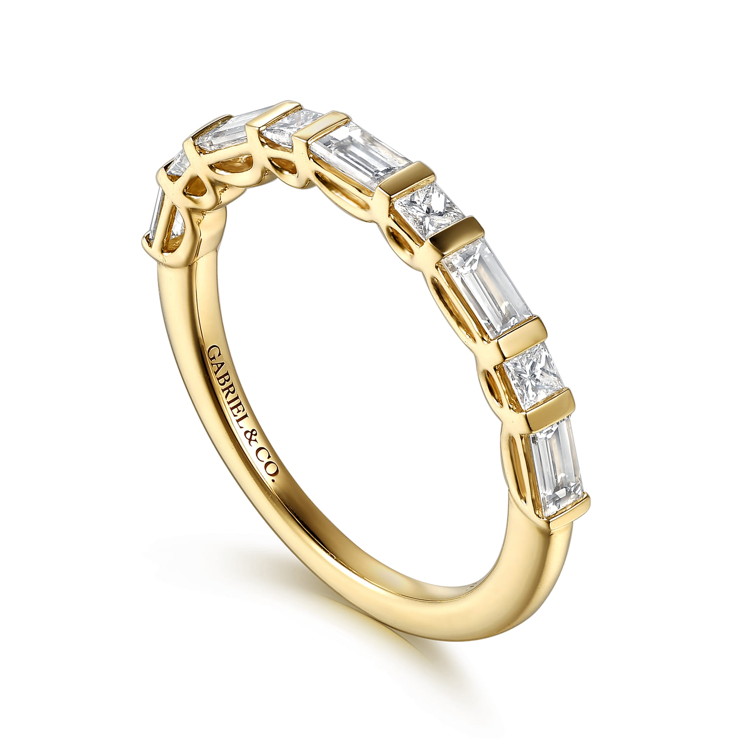 Prong Setting and Channel Setting Diamond Wedding Band in 14K Yellow Gold, photograph 3