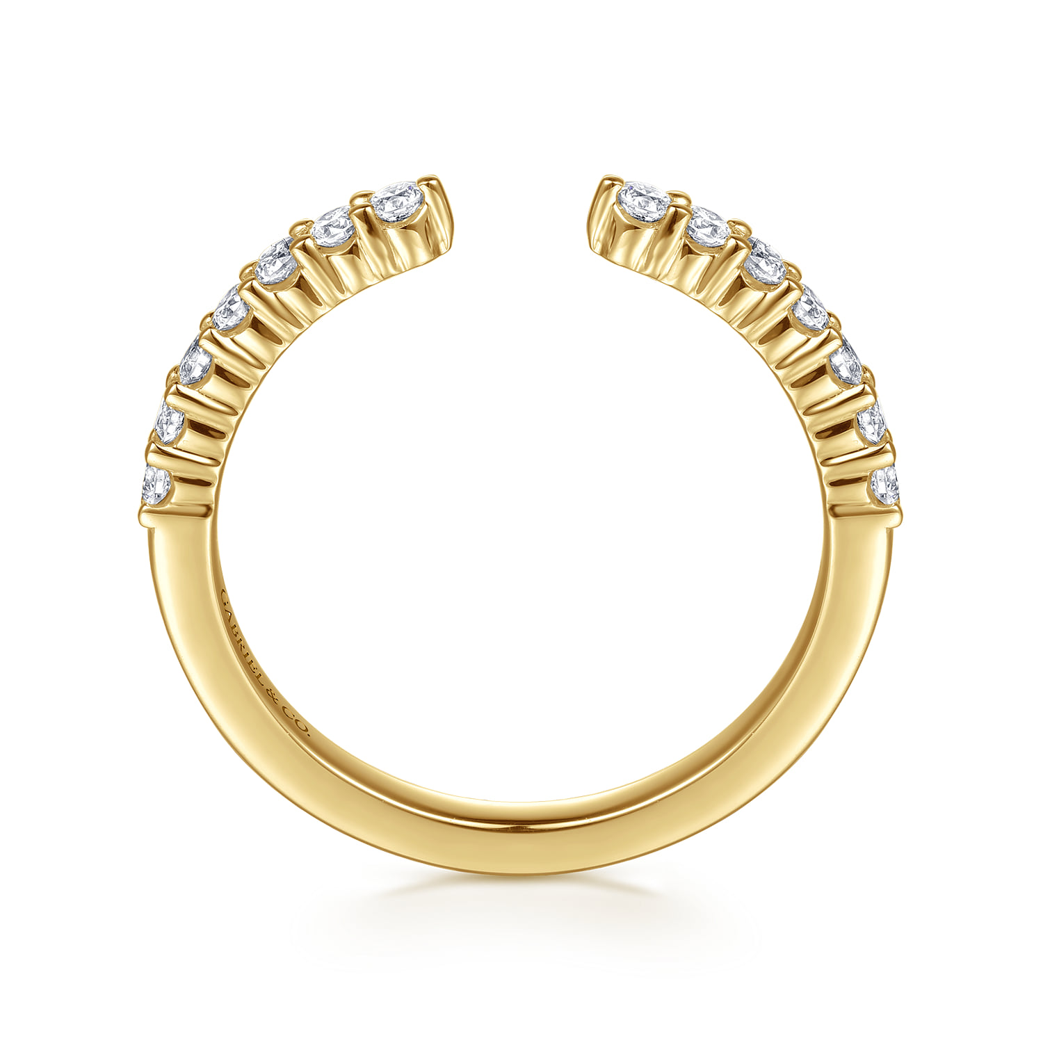 Prong Setting Open Diamond Anniversary Band in 14K Yellow Gold, photograph 2