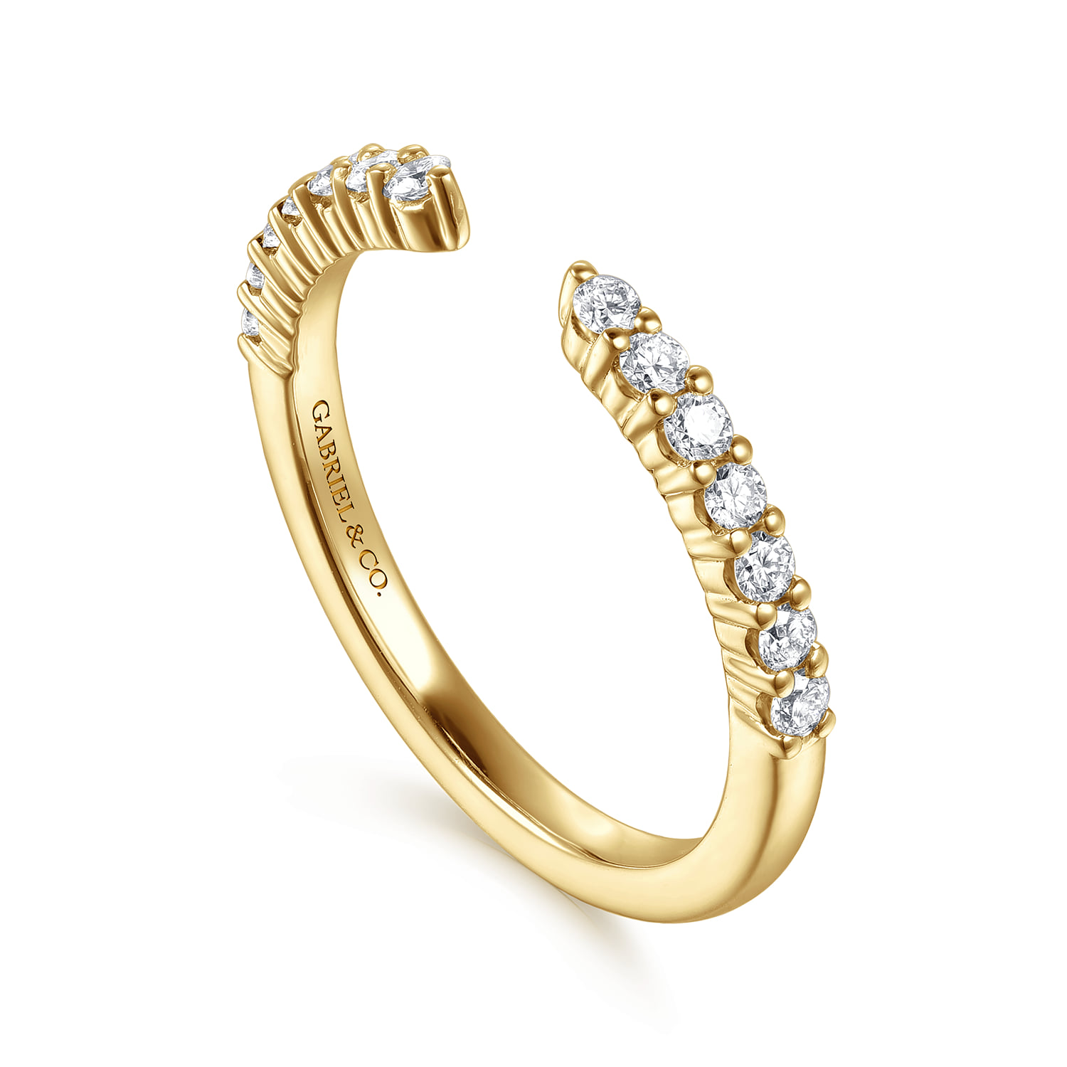 Prong Setting Open Diamond Anniversary Band in 14K Yellow Gold, photograph 3