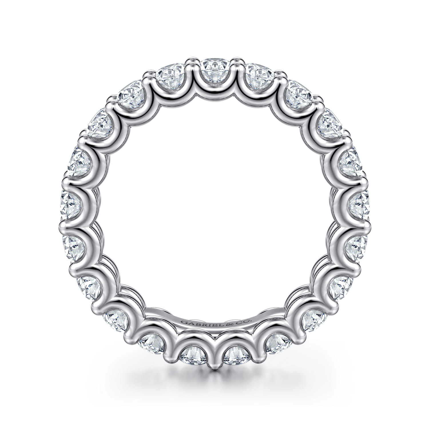 Scallop Setting Diamond Eternity Band in 14K White Gold, photograph 2