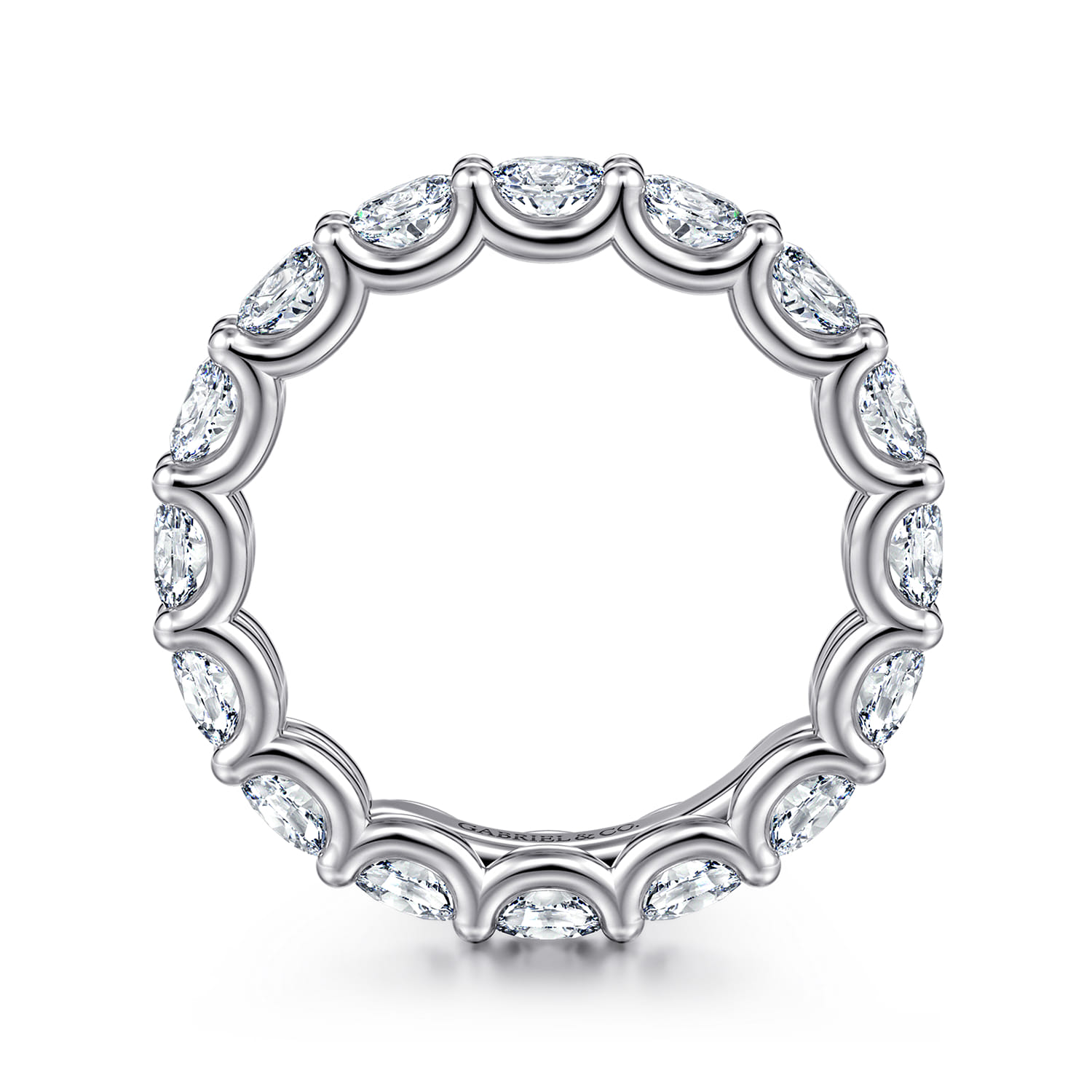 Scallop Setting East West Diamond Eternity Band in 14K White Gold, photograph 2