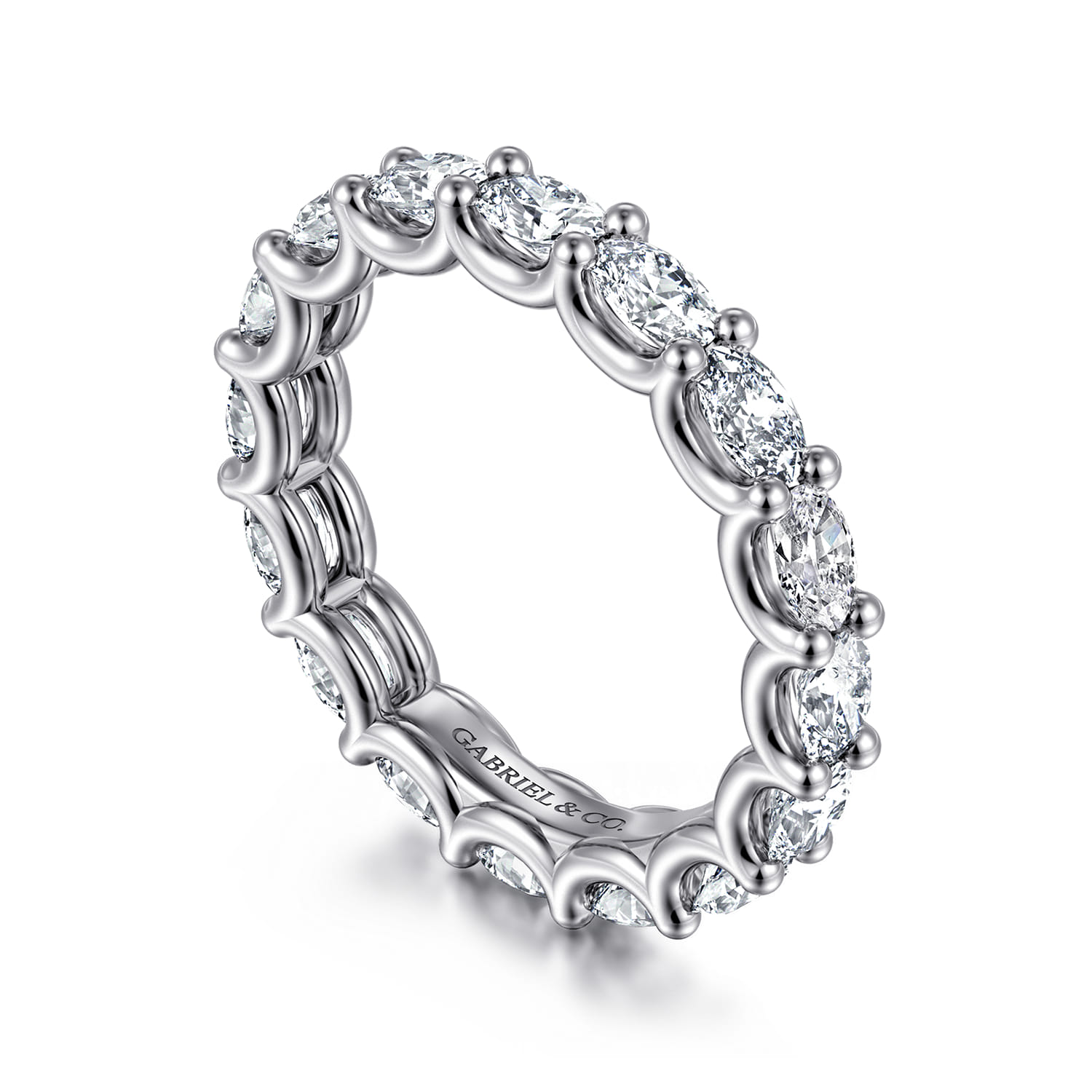 Scallop Setting East West Diamond Eternity Band in 14K White Gold, photograph 3