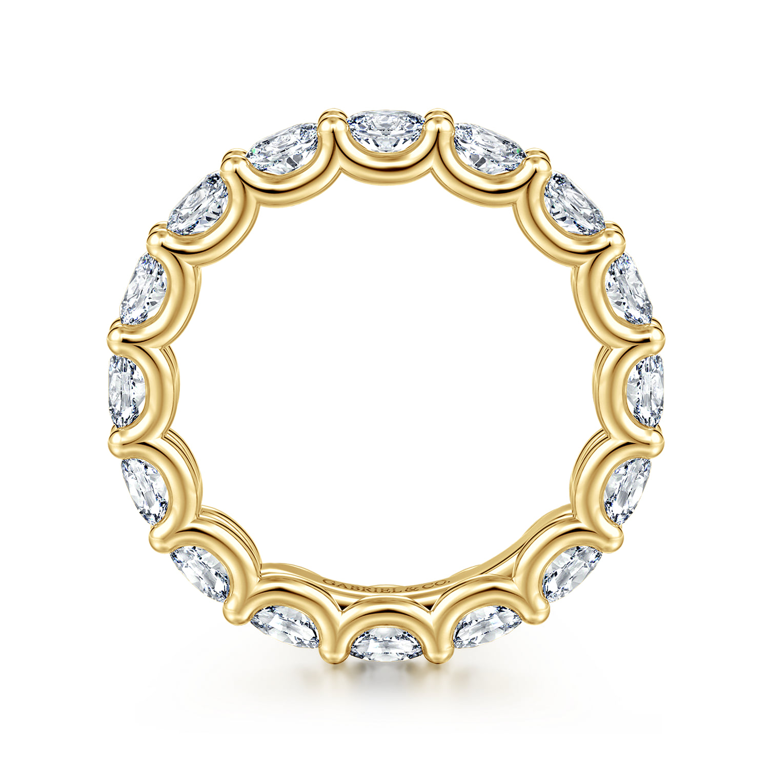 Scallop Setting East West Diamond Eternity Band in 14K Yellow Gold, photograph 2