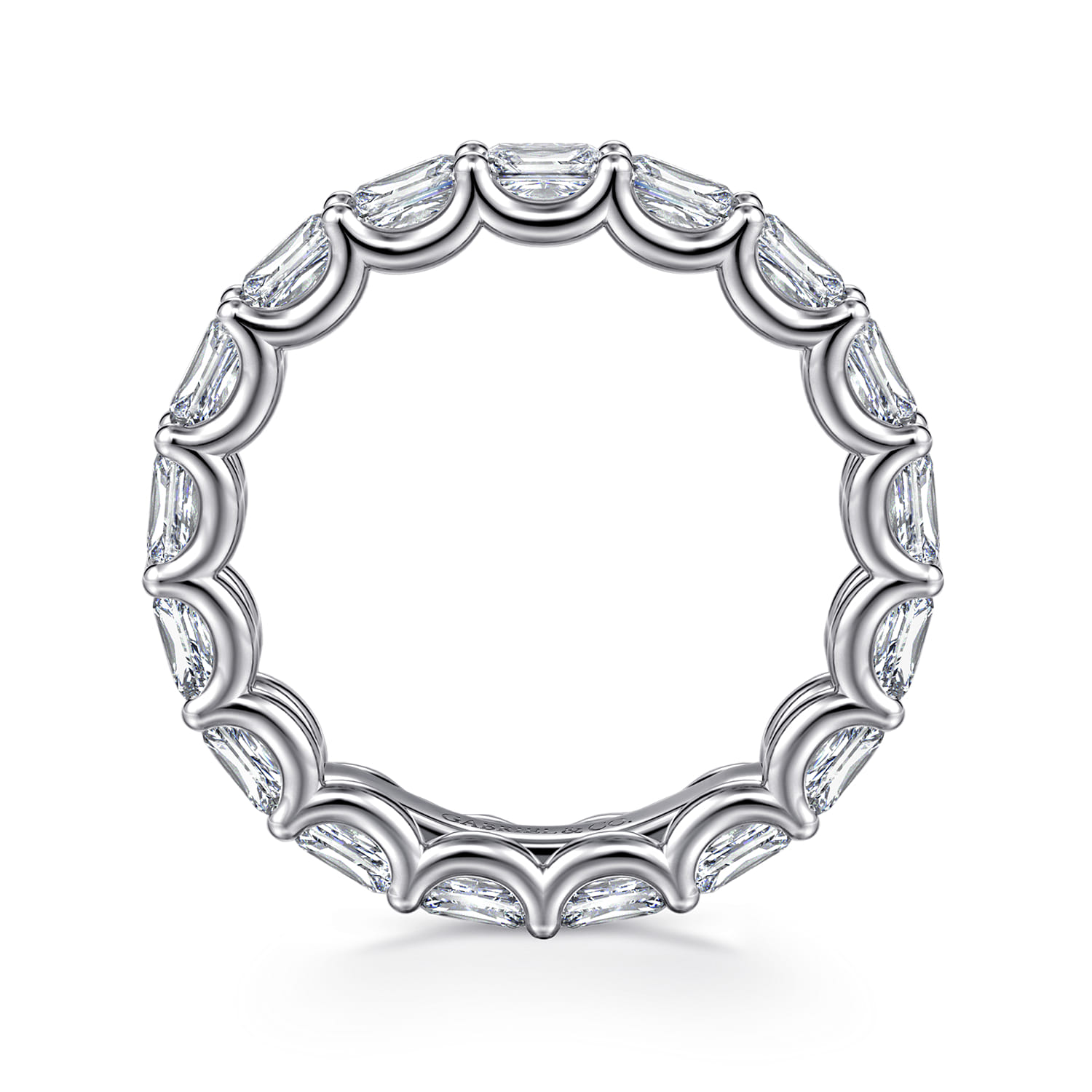 Scallop Setting East West Diamond Eternity Band in 14K White Gold, photograph 2