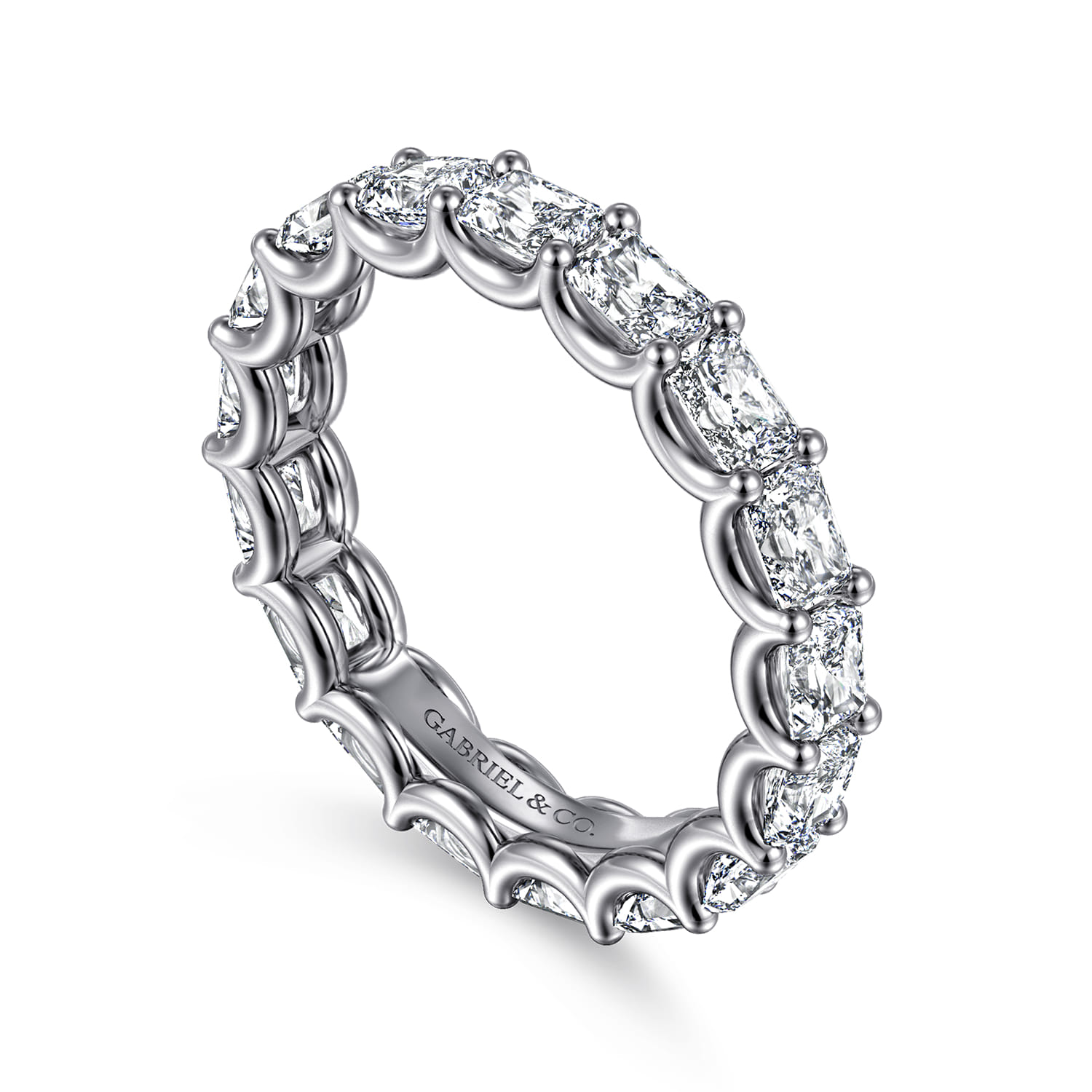 Scallop Setting East West Diamond Eternity Band in 14K White Gold, photograph 3