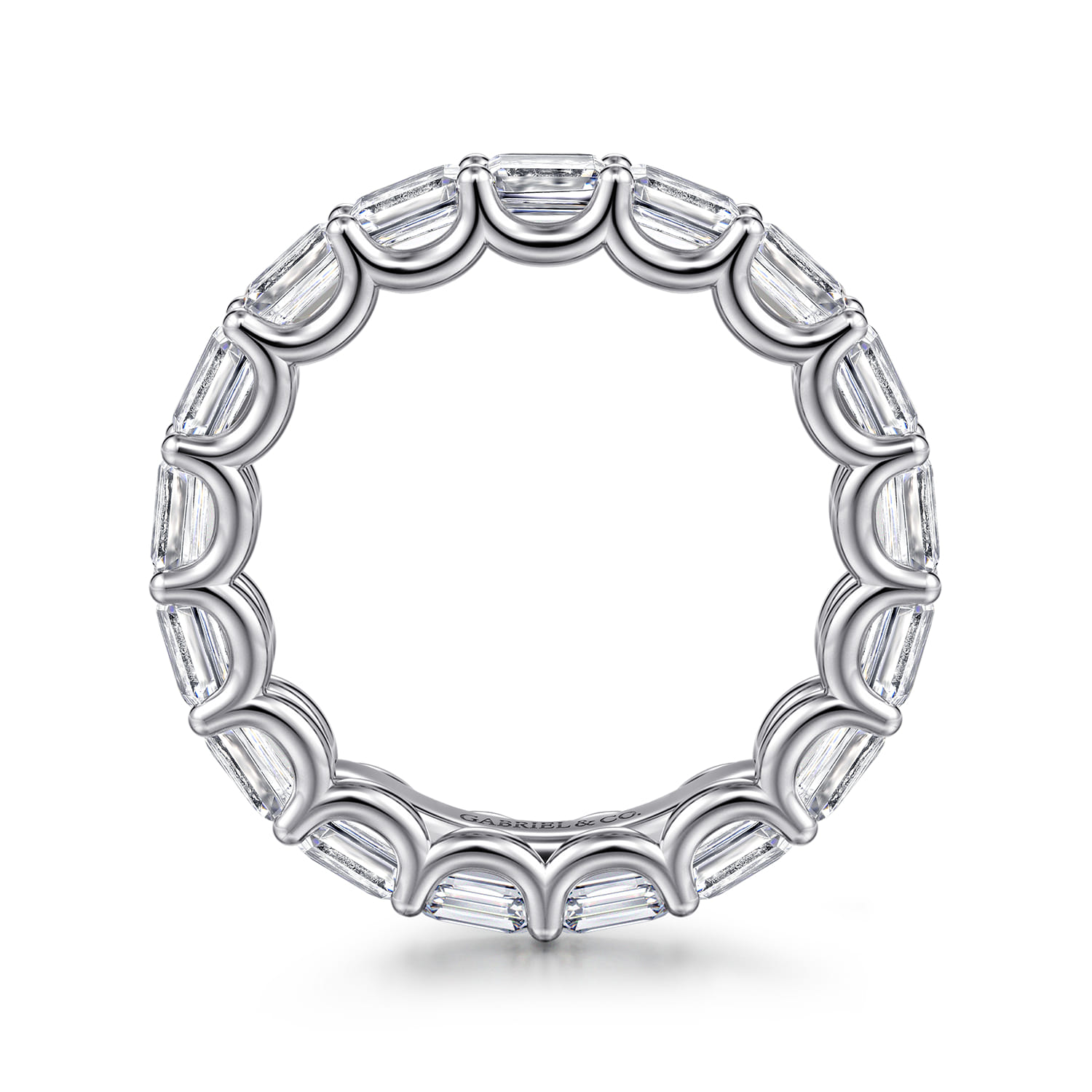 Scallop Setting East West Diamond Eternity Band in 14K White Gold, photograph 2