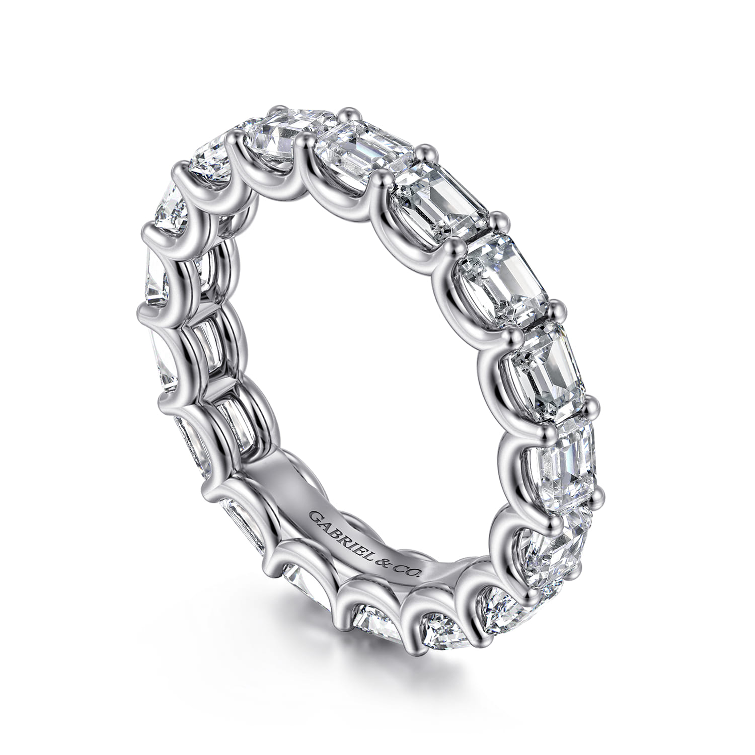 Scallop Setting East West Diamond Eternity Band in 14K White Gold, photograph 3